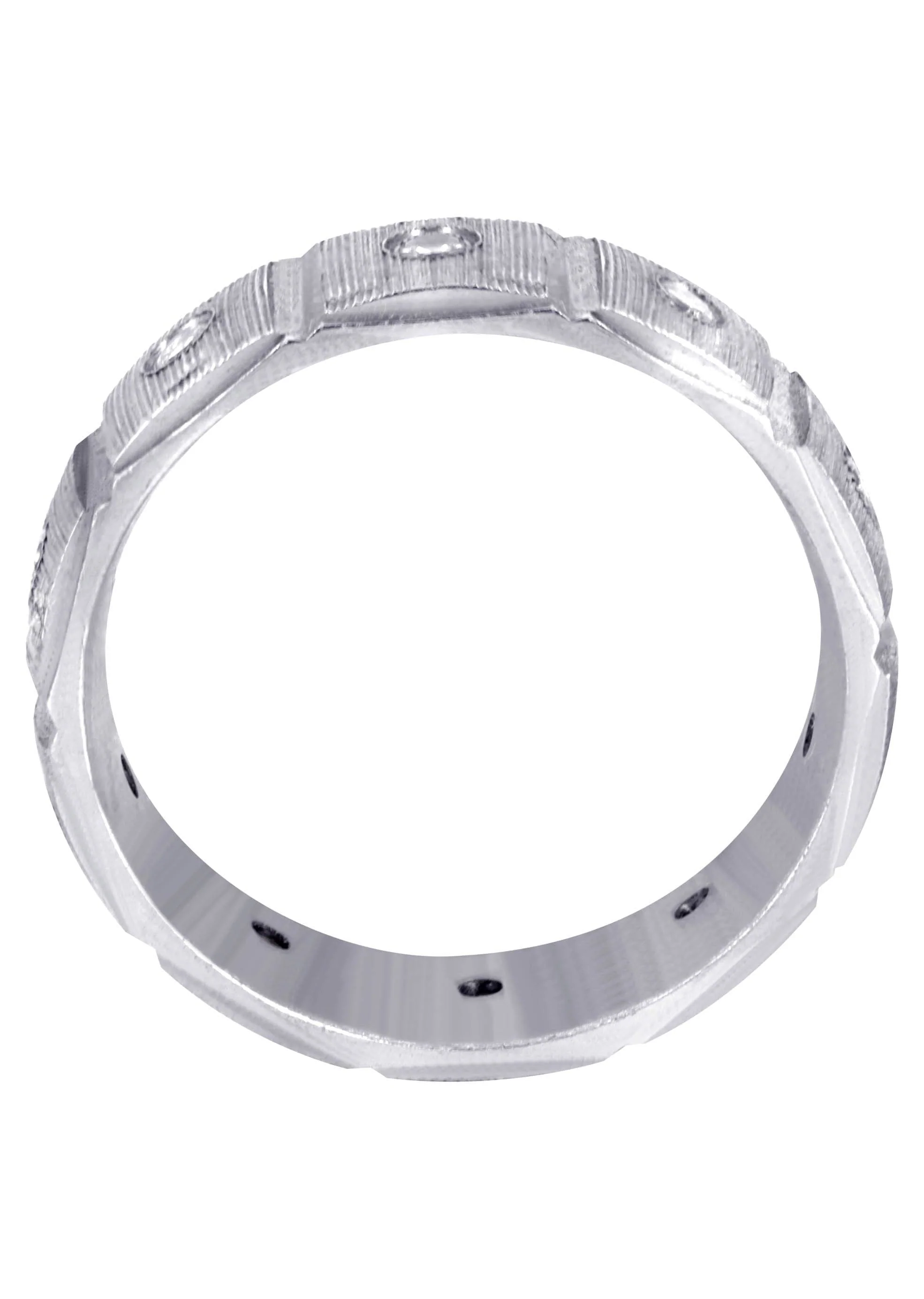 Diamond Mens Wedding Band | 0.5 Carats | Diamond Cut Finish (Ronan) - Image 3