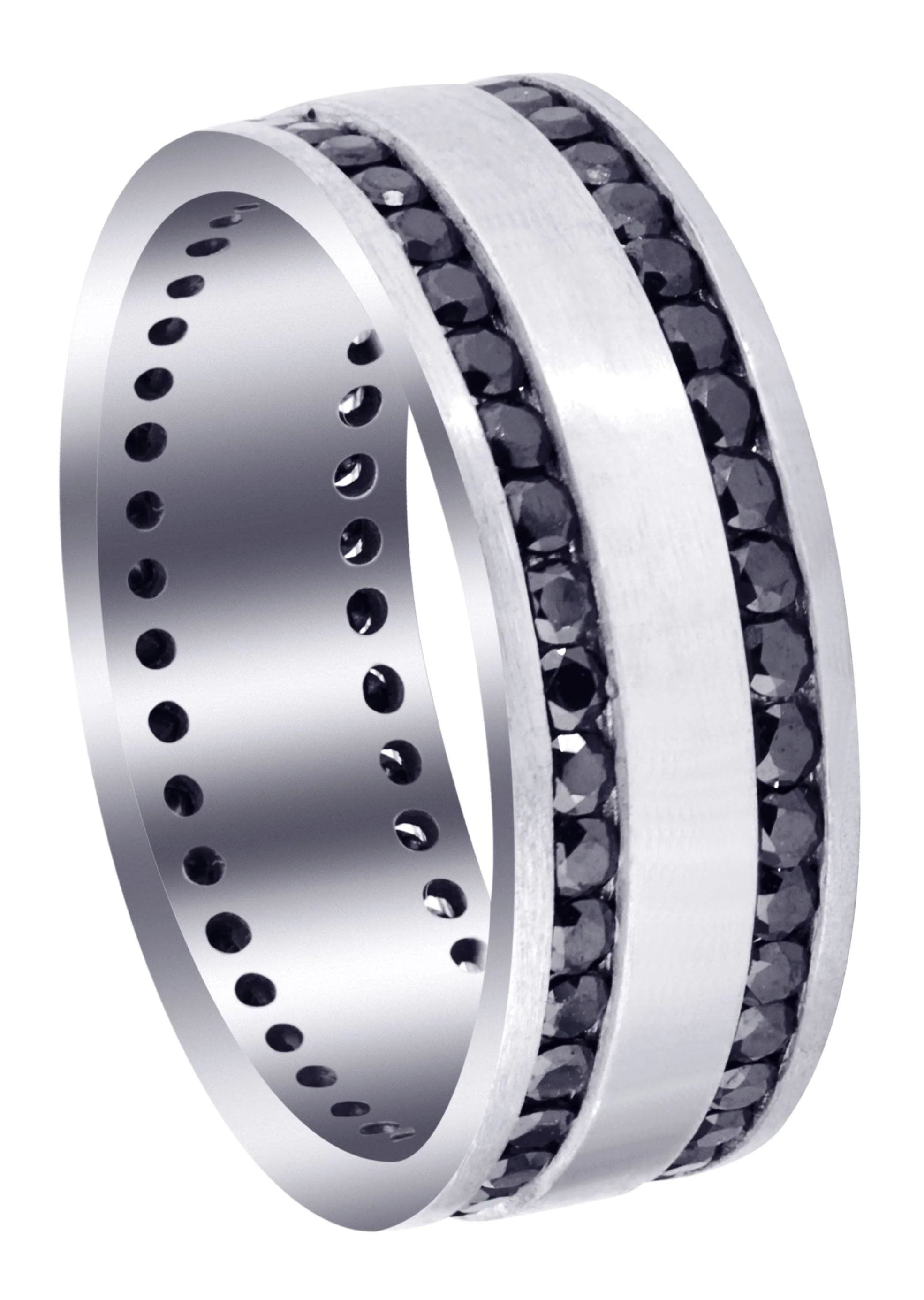 Mens Black Wedding Band | 1.6 Carats | Satin / High Polish Finish (Orion)
