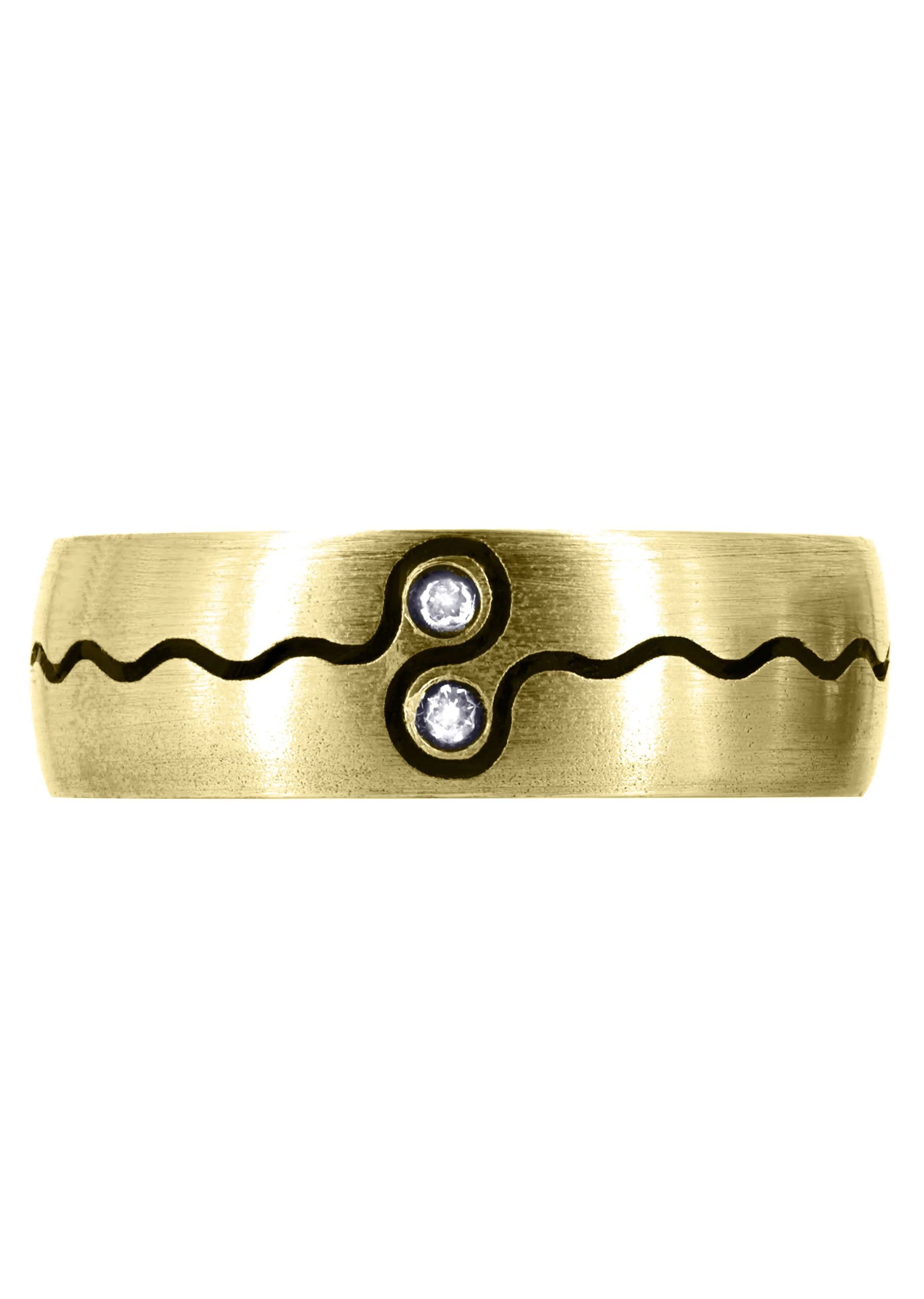 Yellow Gold Diamond Mens Wedding Band | 0.04 Carats | Satin Finish (Esteban) - Image 2