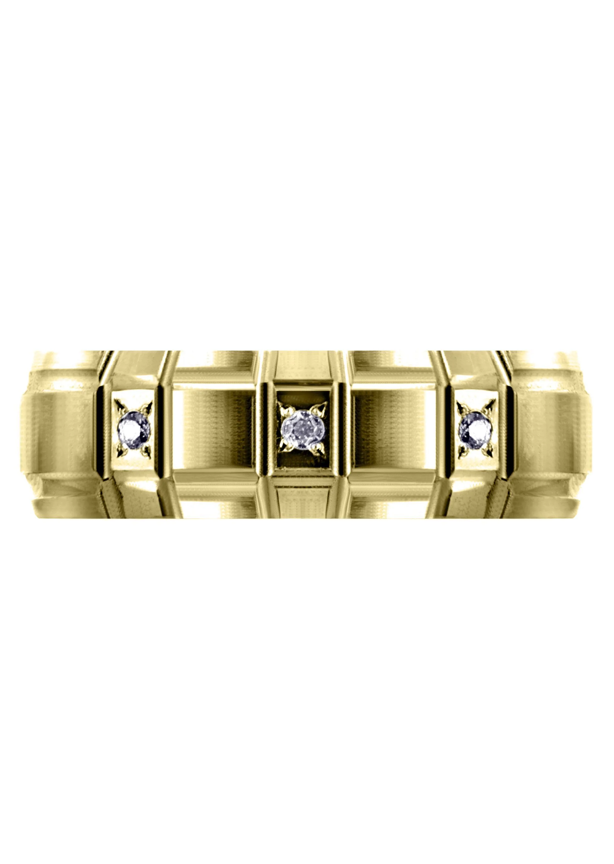 Yellow Gold Diamond Unique Mens Wedding Band | 0.5 Carats | Satin / High Polish Finish (Kamden) - Image 2