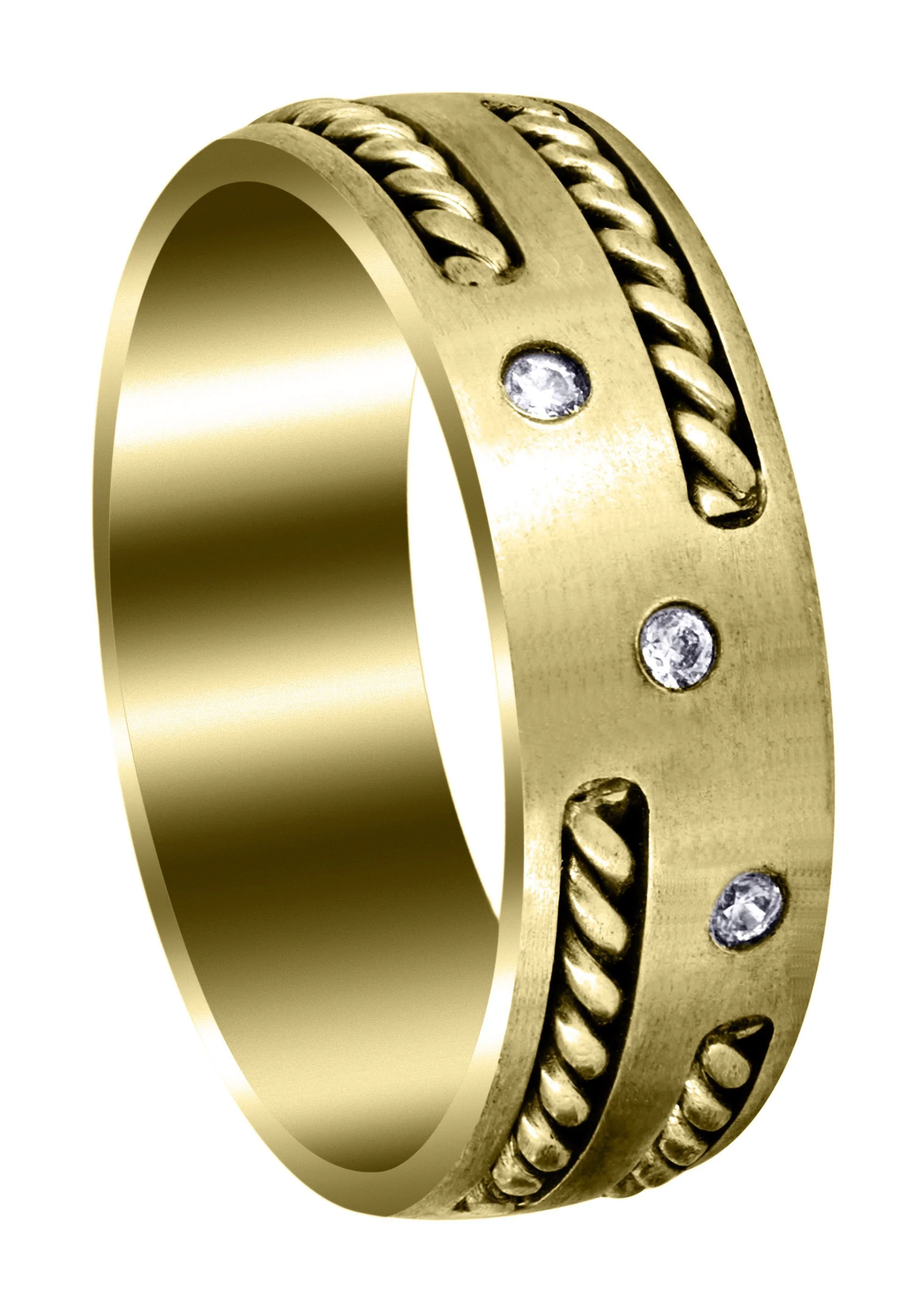 Yellow Gold Diamond Mens Wedding Band | 0.09 Carats (Enrique)