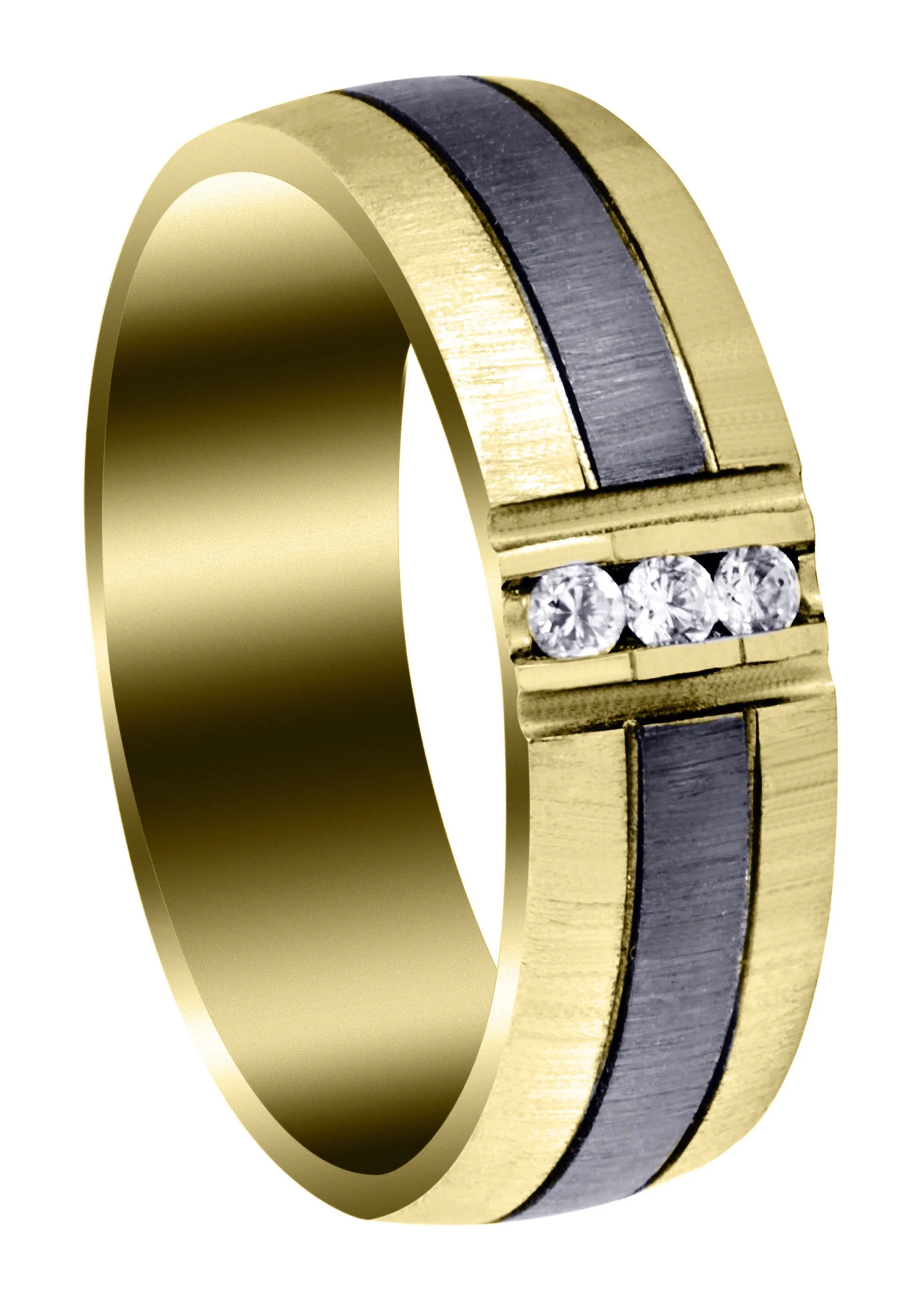 Yellow Gold Diamond Mens Engagement Ring | 0.09 Carats | Cross Satin Finish (Braden)