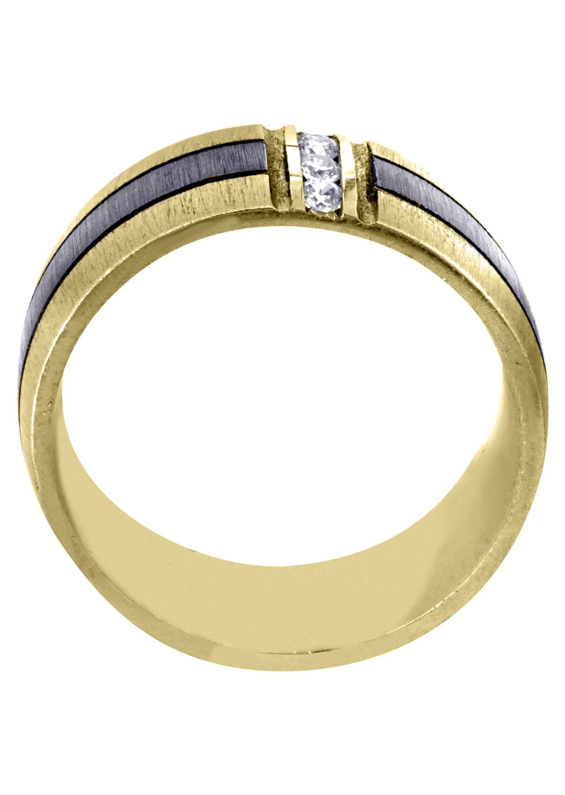 Yellow Gold Diamond Mens Engagement Ring | 0.09 Carats | Cross Satin Finish (Braden) - Image 2