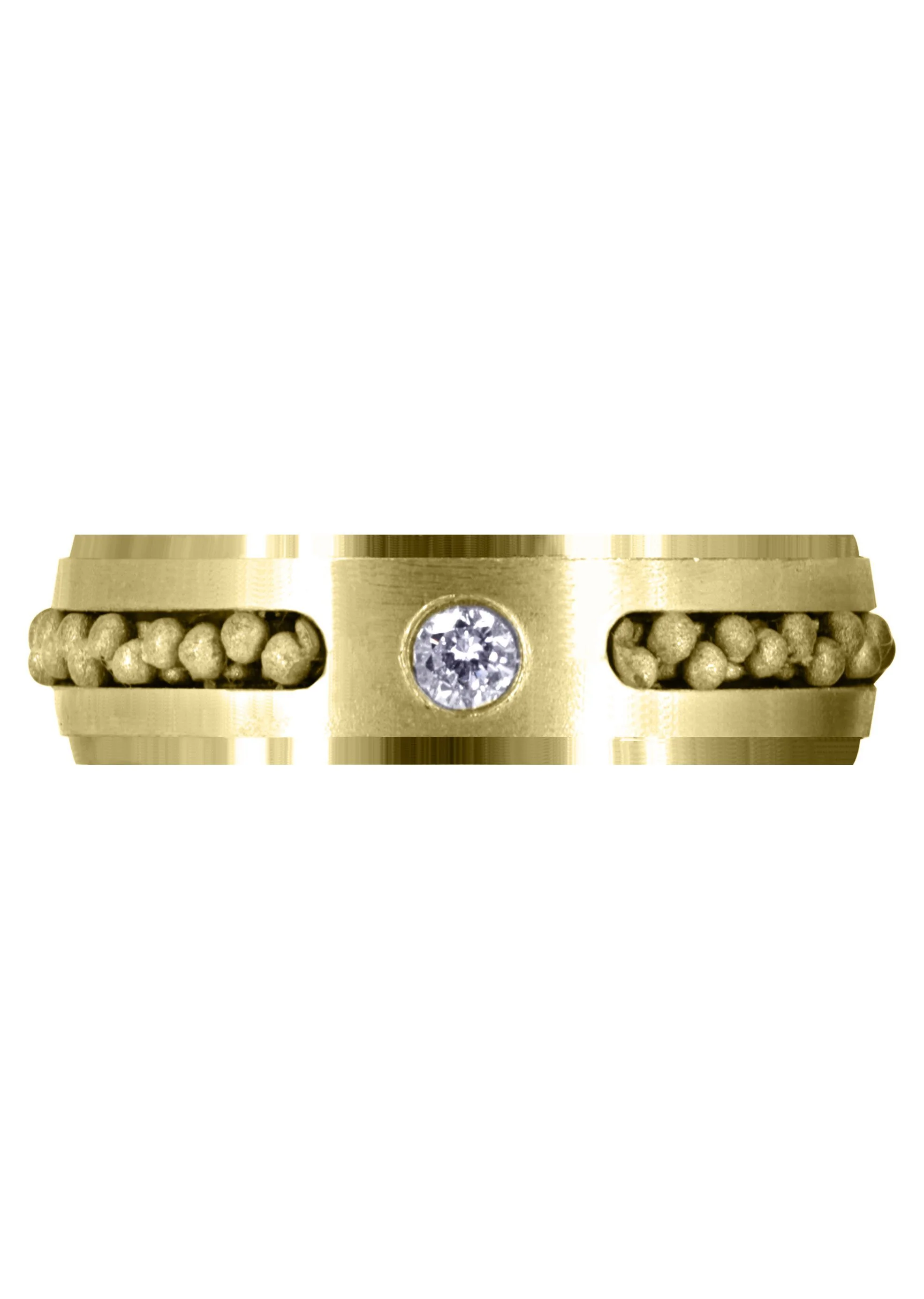 Yellow Gold Diamond Mens Wedding Band | 0.12 Carats | Satin Finish (Leon) - Image 2
