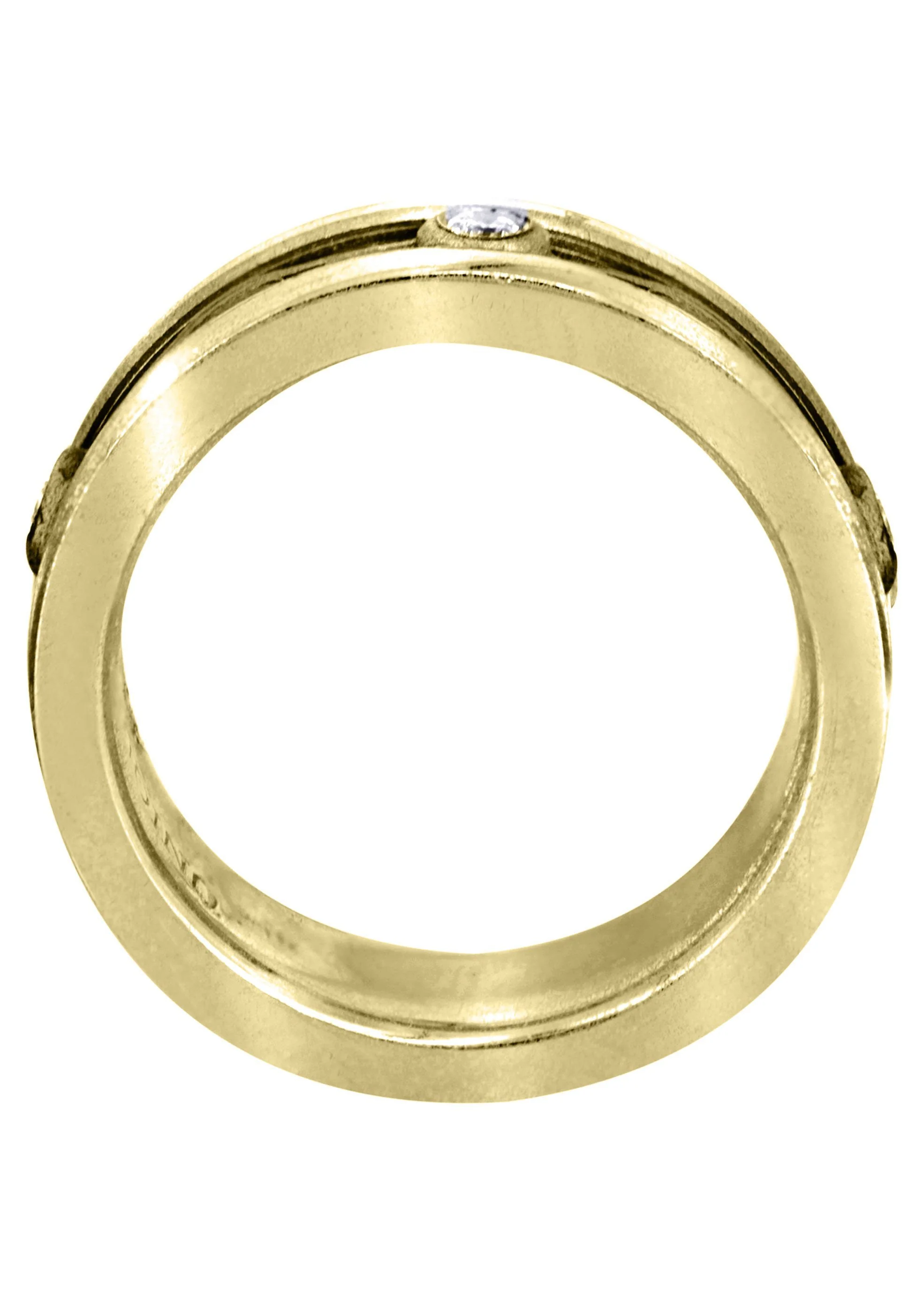 Yellow Gold Diamond Mens Wedding Band | 0.15 Carats | Sand Blast Finish (Leonel) - Image 3