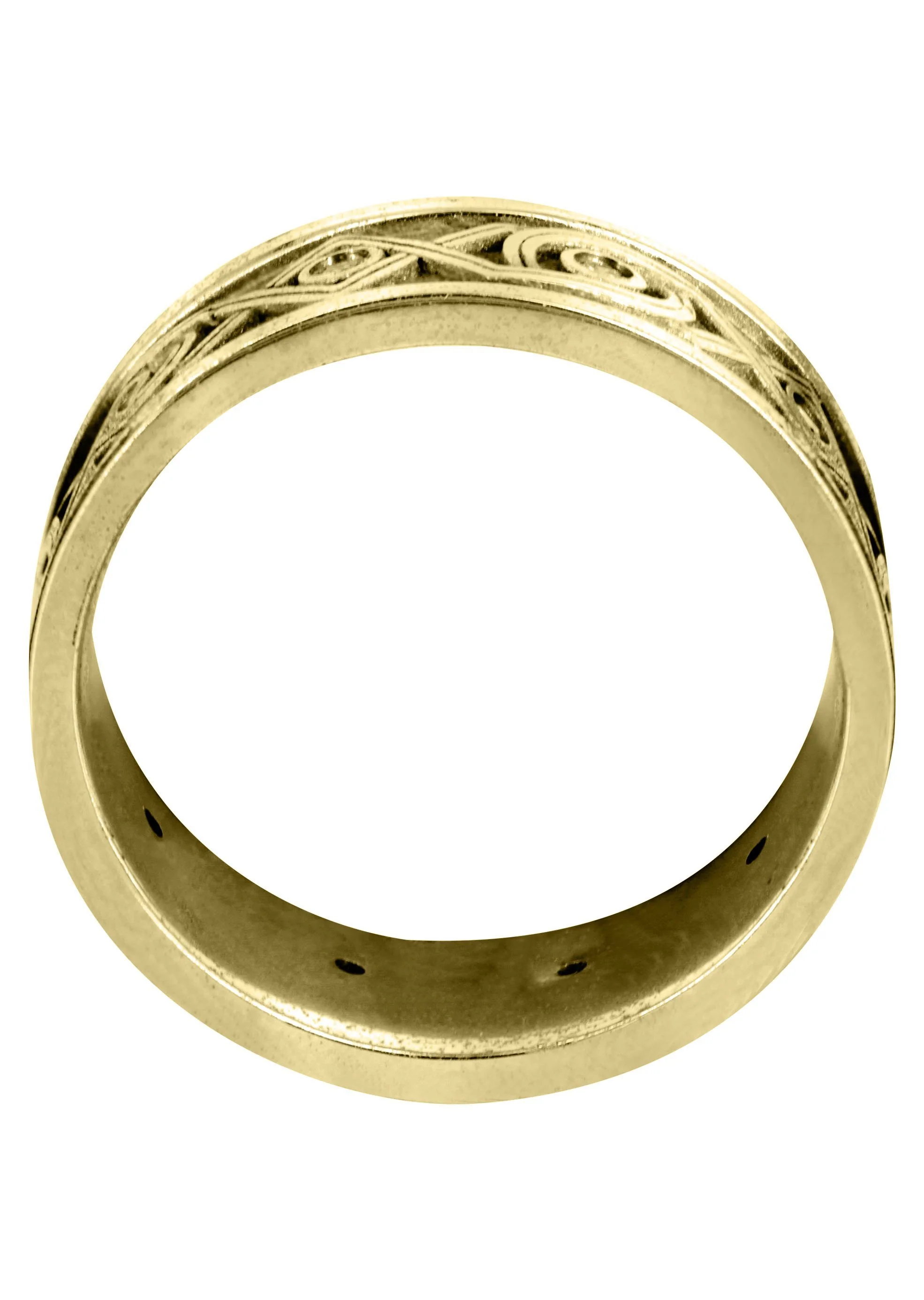 Yellow Gold Unique Mens Wedding Band | 0.15 Carats | Sand Blast / High Polish Finish (Finley) - Image 3