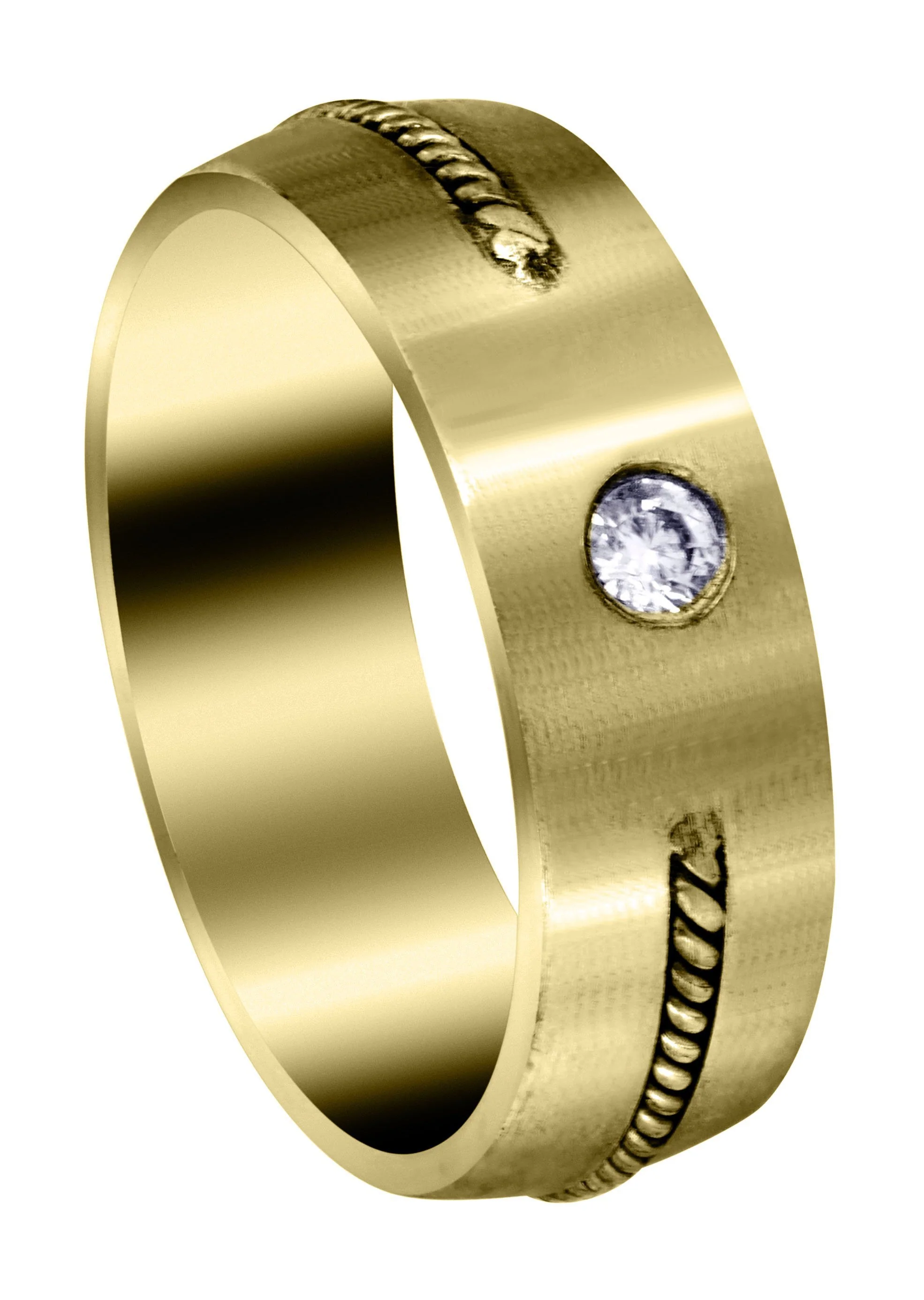 Yellow Gold Diamond Mens Engagement Ring | 0.15 Carats | Satin Finish (Cohen)