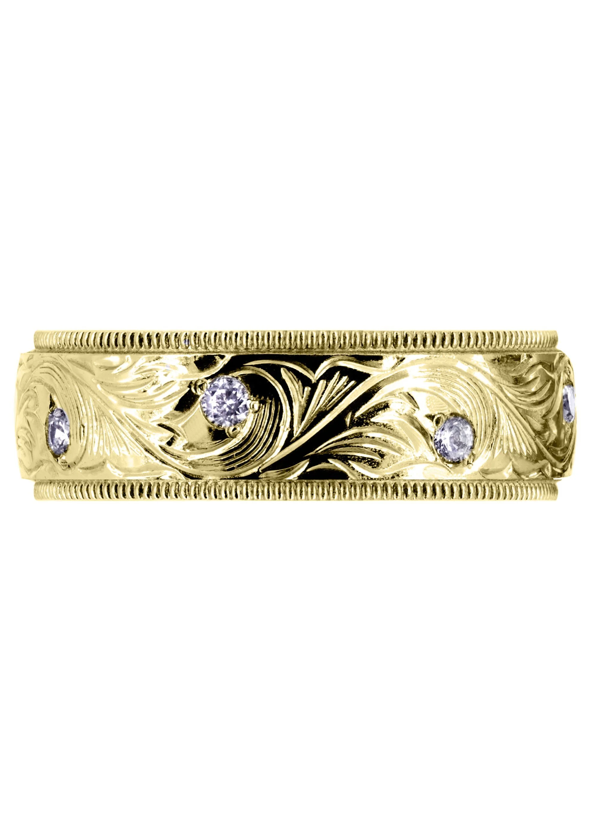 Yellow Gold Diamond Mens Wedding Band | 0.16 Carats | High Polish Finish (Daxton) - Image 2