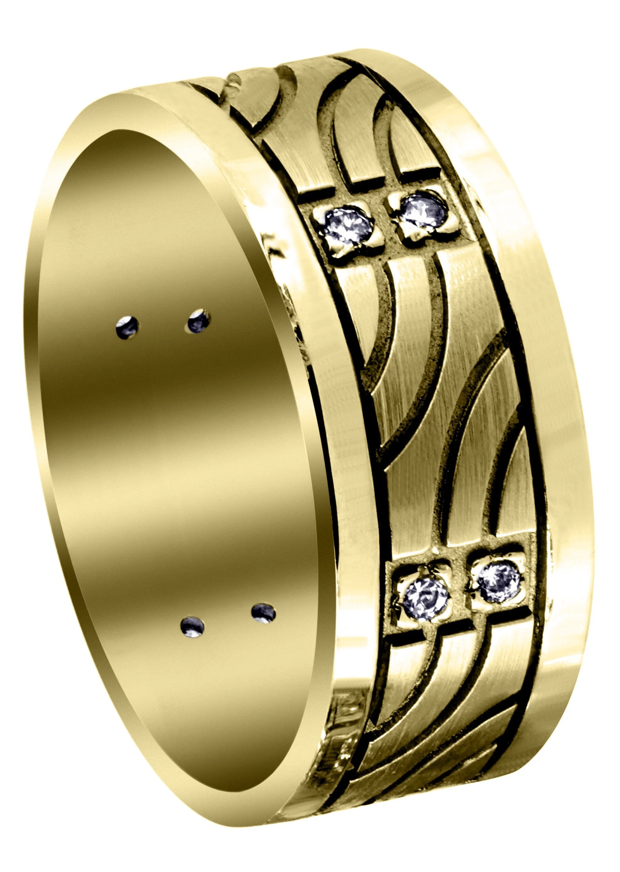 Yellow Gold Diamond Mens Wedding Band | 0.18 Carats | High Polish Finish (Nehemiah)