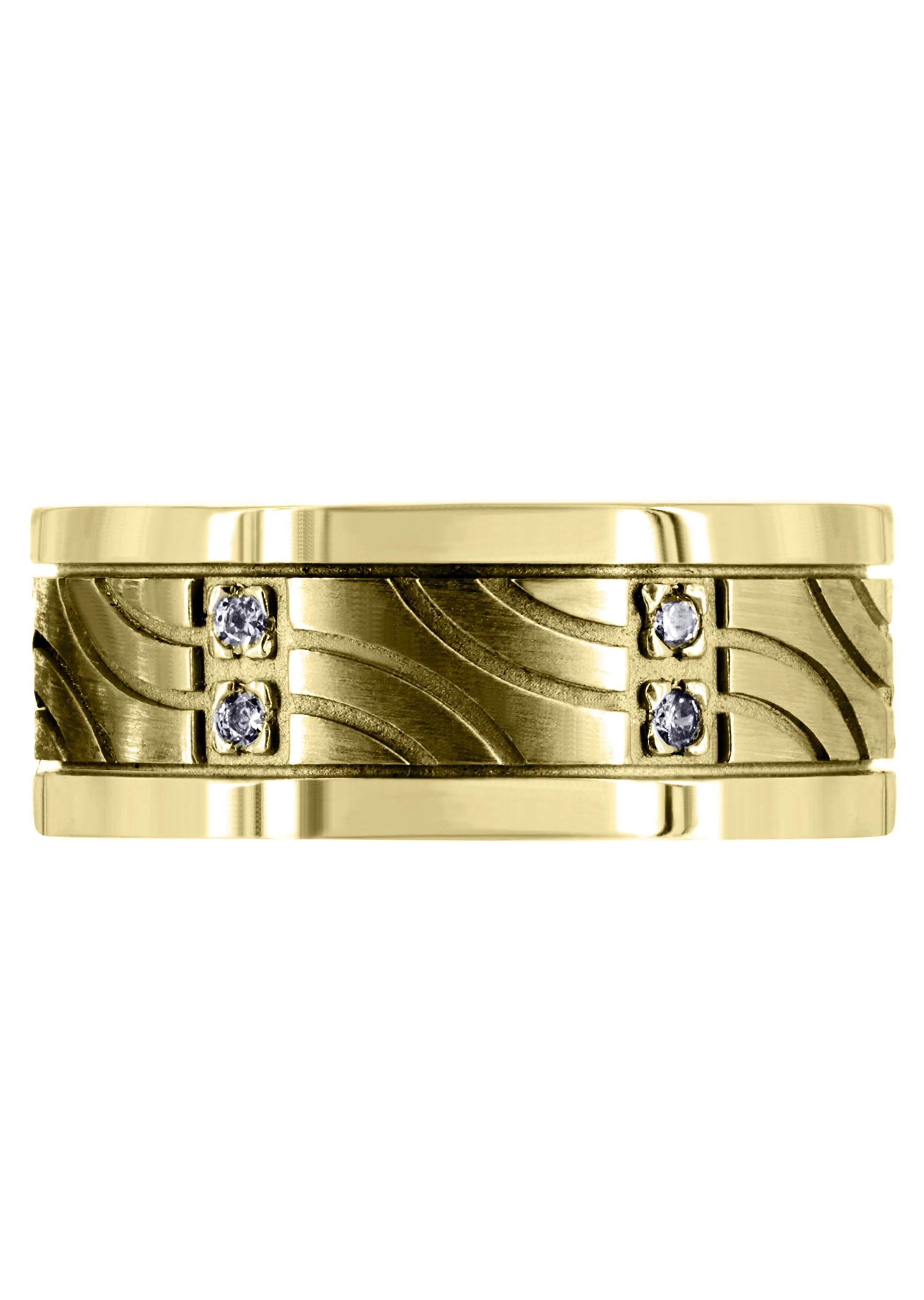 Yellow Gold Diamond Mens Wedding Band | 0.18 Carats | High Polish Finish (Nehemiah) - Image 2