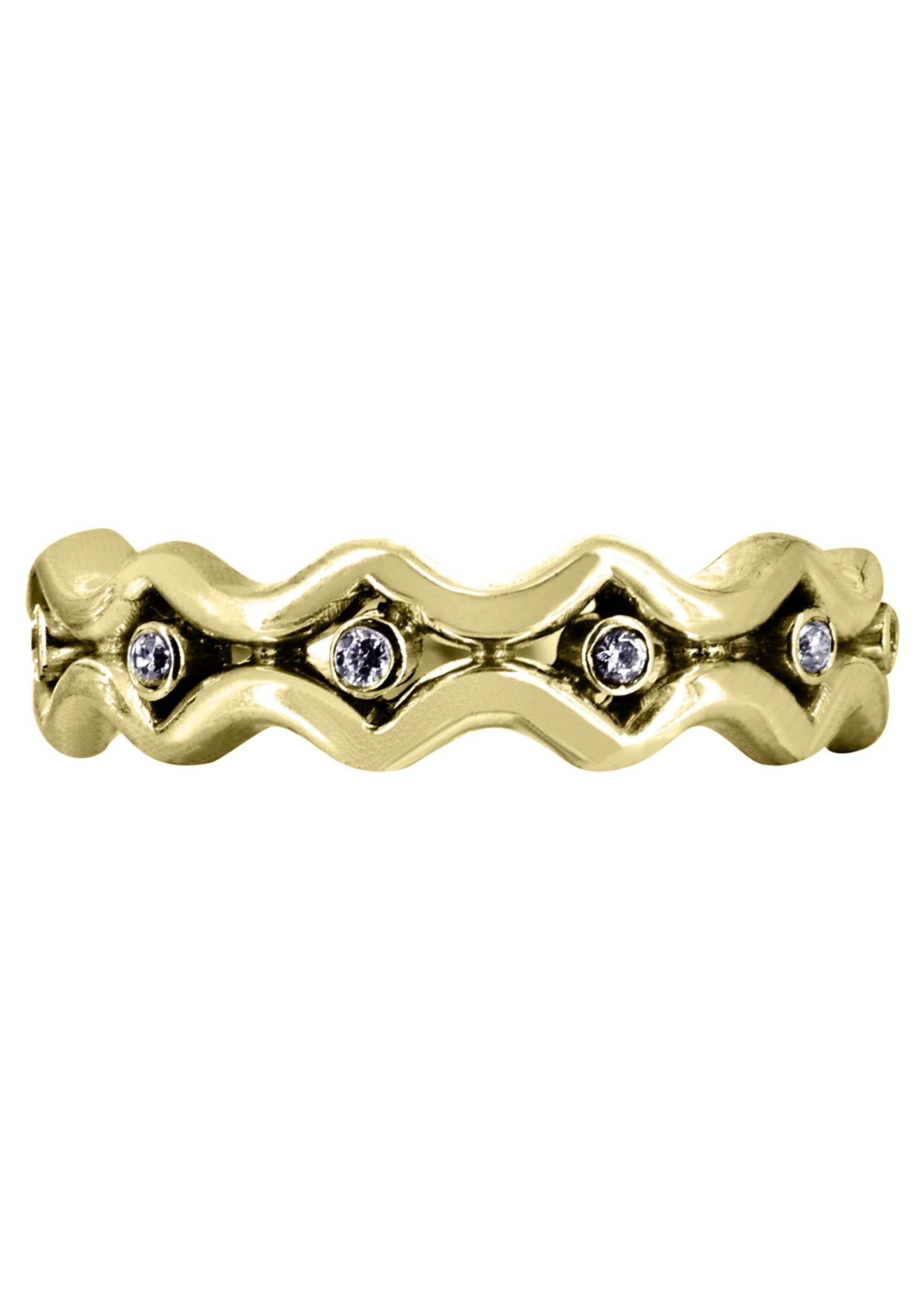 Yellow Gold Diamond Unique Mens Wedding Band | 0.18 Carats | High Polish Finish (Bruce) - Image 2