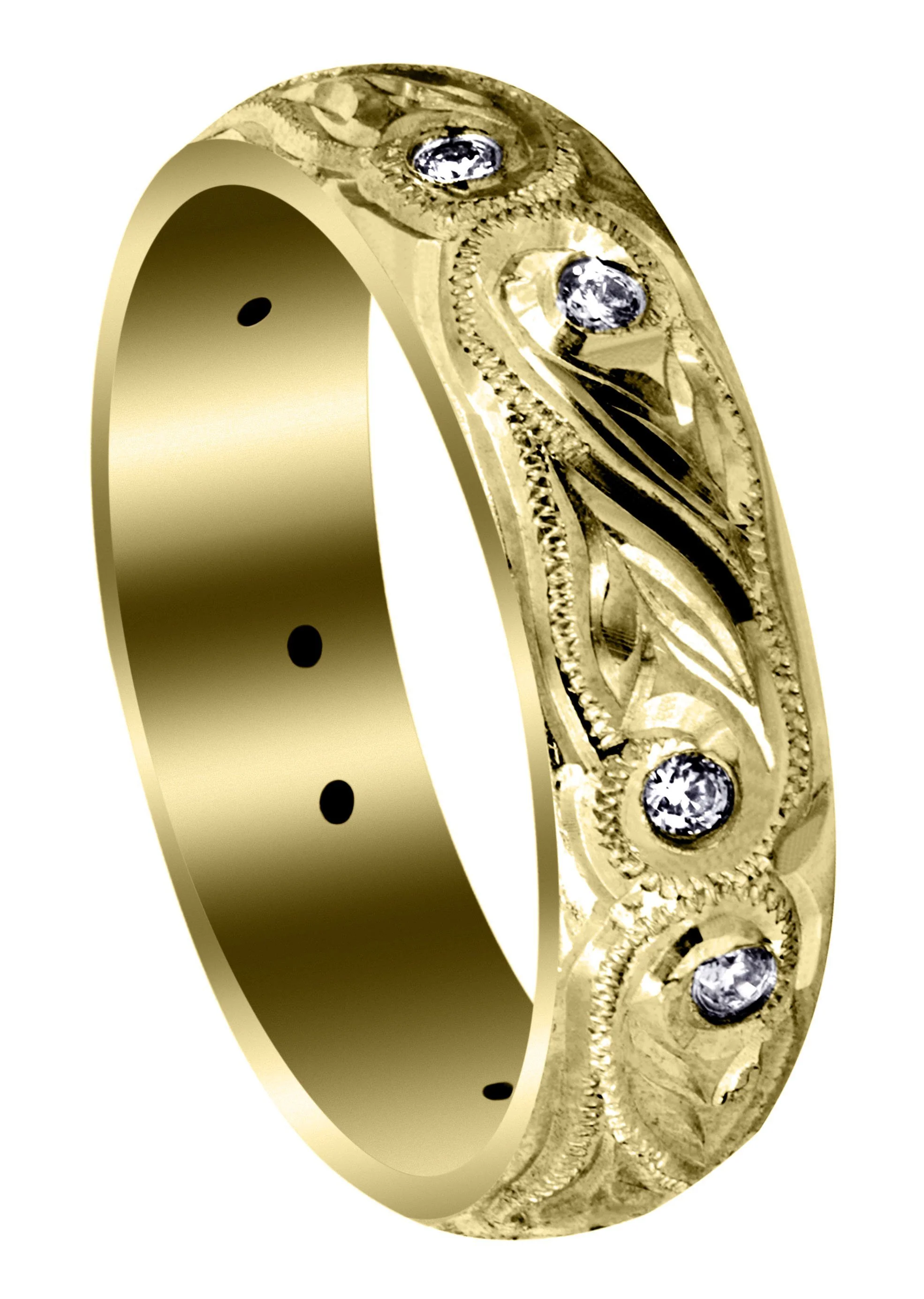Yellow Gold Diamond Mens Wedding Band | 0.2 Carats | High Polish Finish (Kash)