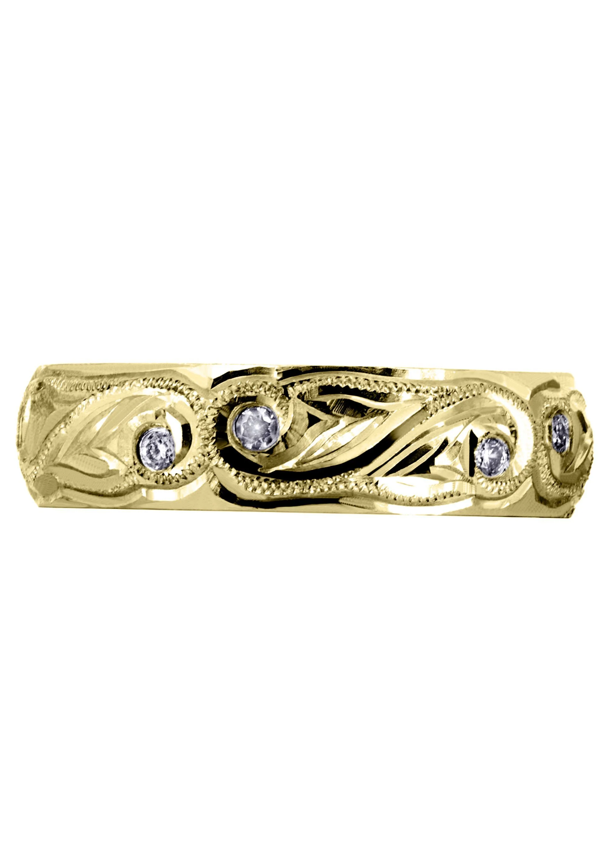 Yellow Gold Diamond Mens Wedding Band | 0.2 Carats | High Polish Finish (Kash) - Image 2