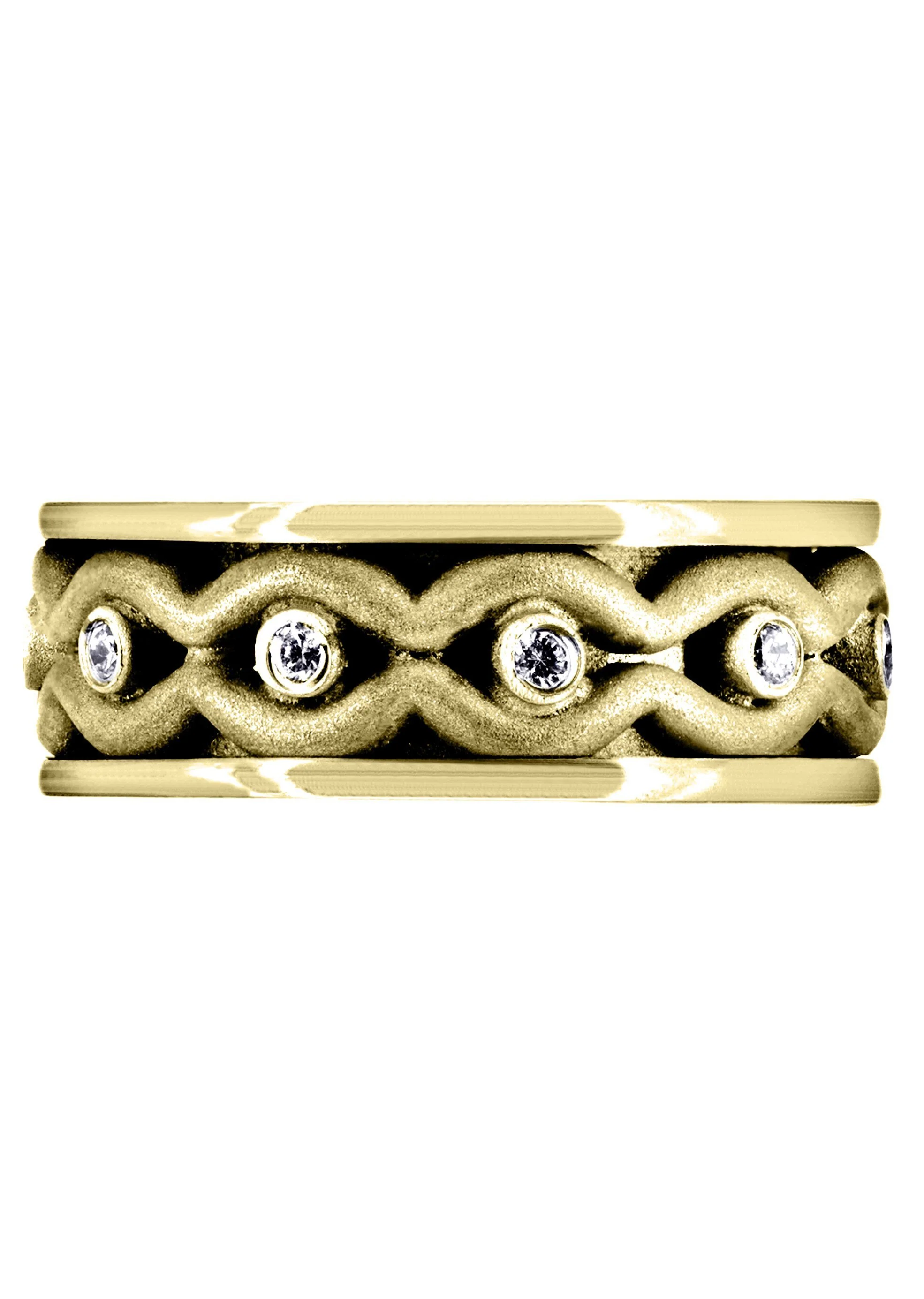 Yellow Gold Unique Mens Wedding Band | 0.22 Carats | Sand Blast Finish (Phillip) - Image 2