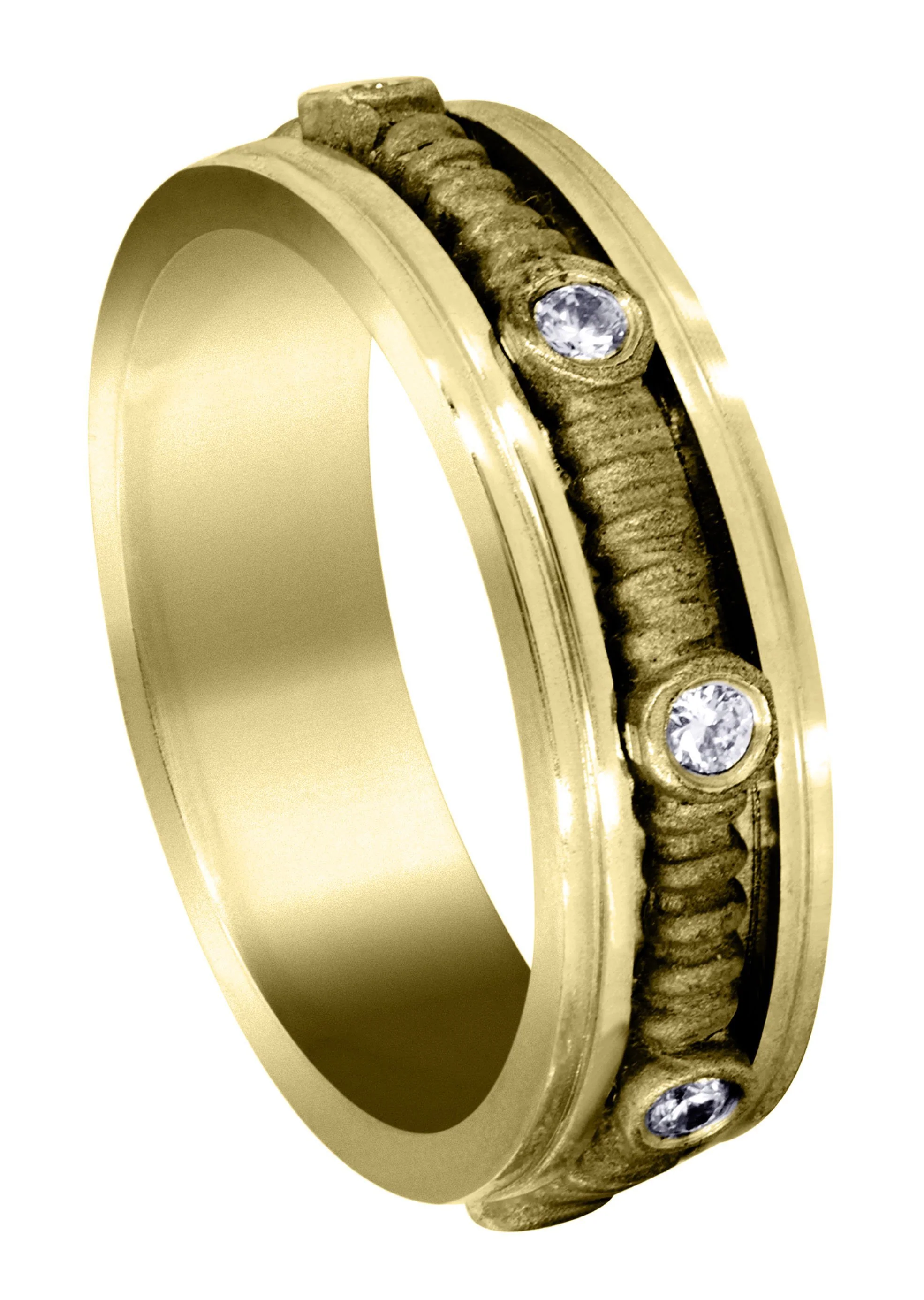 Yellow Gold Diamond Mens Wedding Band | 0.24 Carats | Sand Blast Finish (Johnathan)