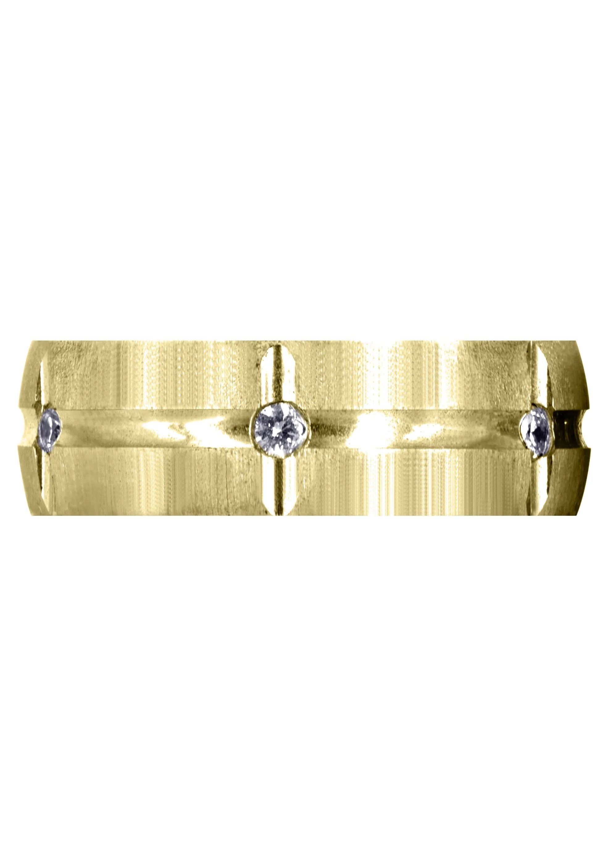Yellow Gold Diamond Mens Wedding Band | 0.3 Carats | Cross Satin Finish (Josue) - Image 2