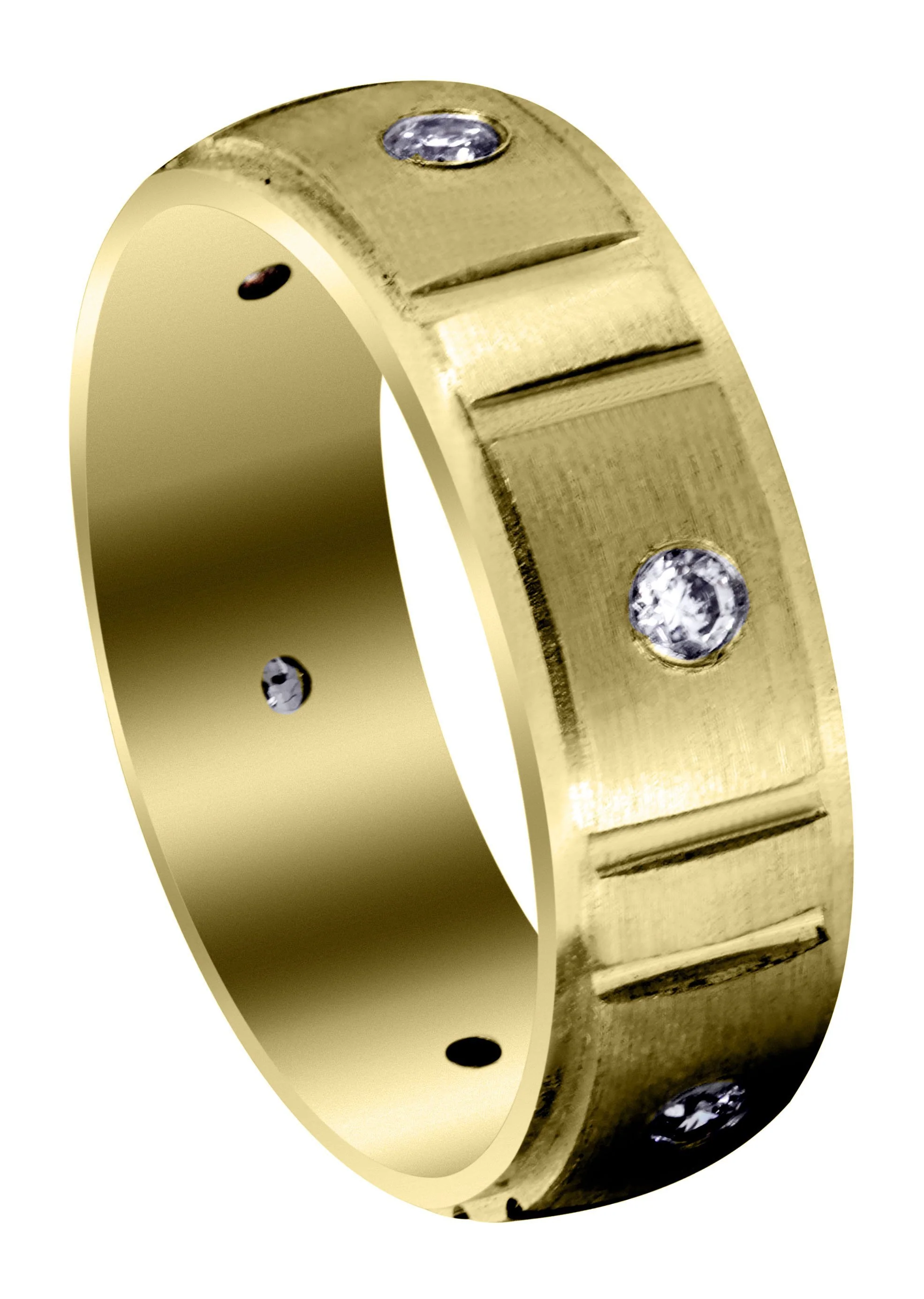 Yellow Gold Diamond Mens Wedding Band | 0.3 Carats | Satin Finish (Gideon)