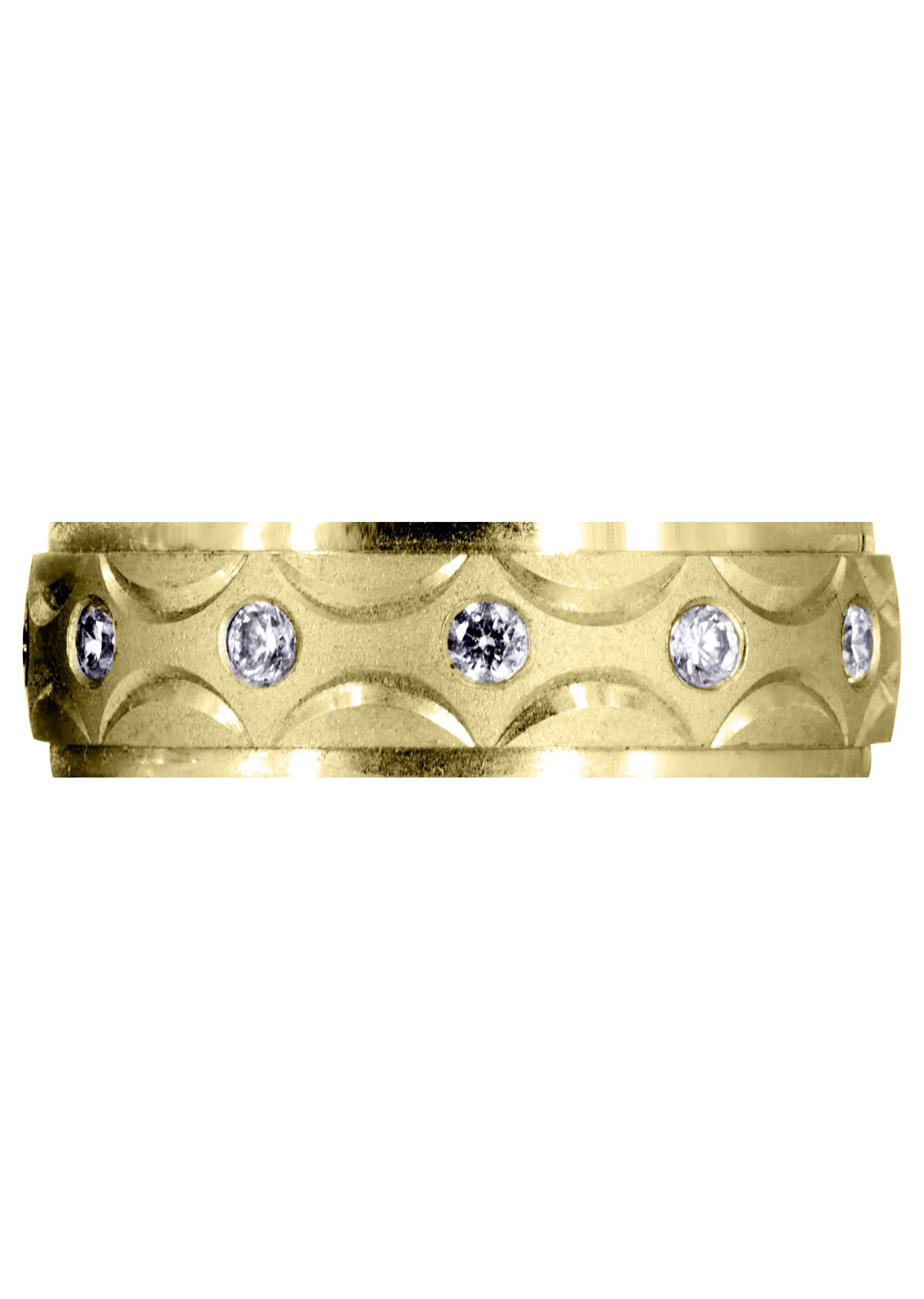 Yellow Gold Diamond Mens Wedding Band | 0.3 Carats | Satin Finish (Ali) - Image 2