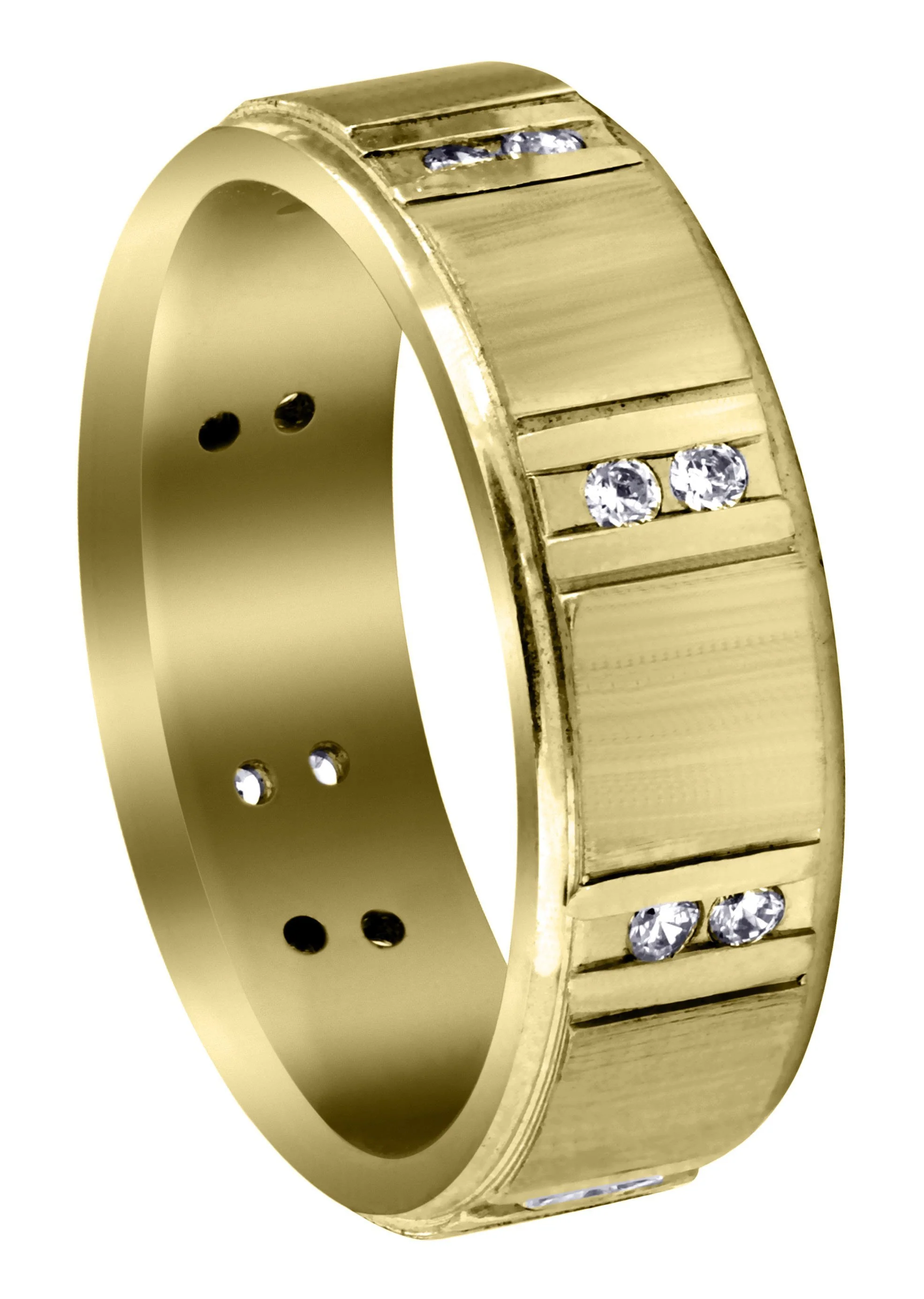 Yellow Gold Diamond Mens Wedding Band | 0.32 Carats | Cross Satin Finish (Corey)