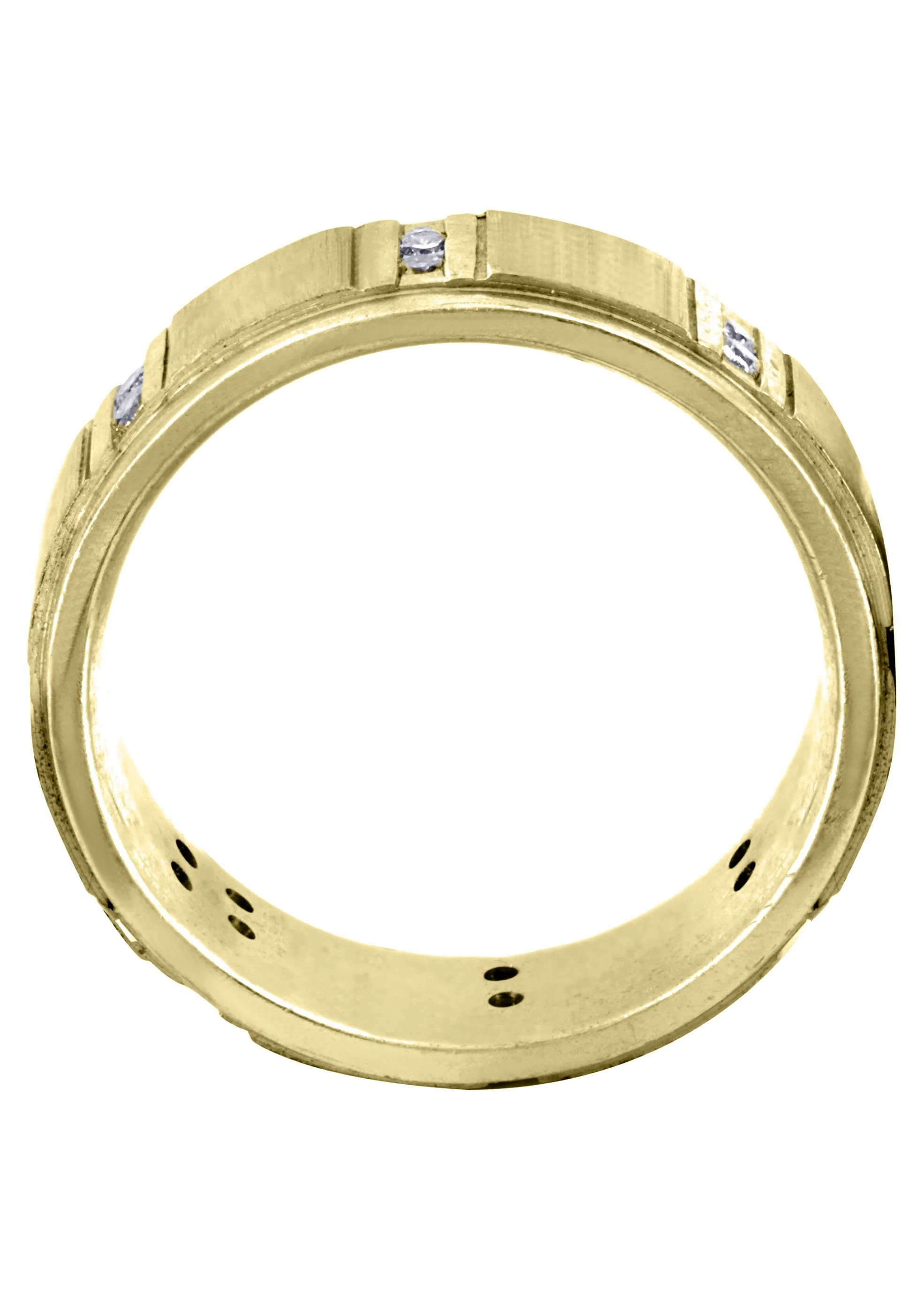 Yellow Gold Diamond Mens Wedding Band | 0.32 Carats | Cross Satin Finish (Corey) - Image 3