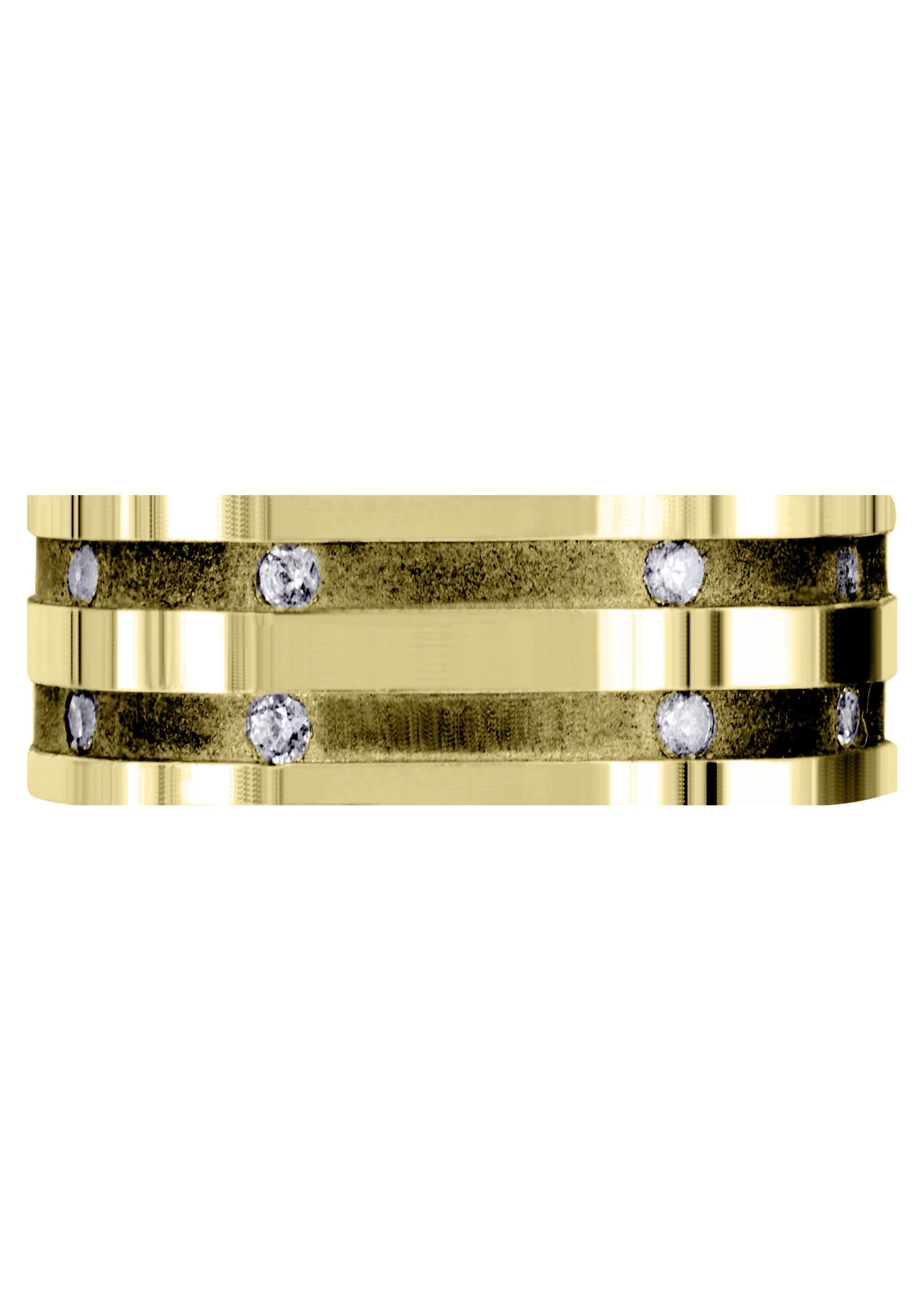 Yellow Gold Diamond Mens Wedding Band | 0.32 Carats | Sand Blast / High Polish Finish (Dalton) - Image 2
