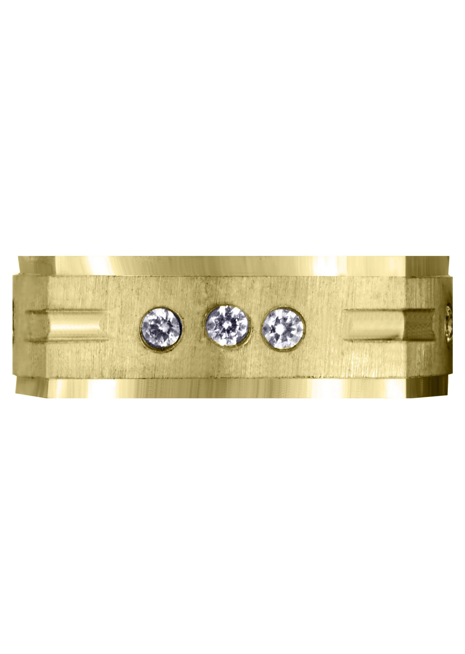 Yellow Gold Diamond Mens Wedding Band | 0.36 Carats | Cross Satin Finish (Tyson) - Image 2