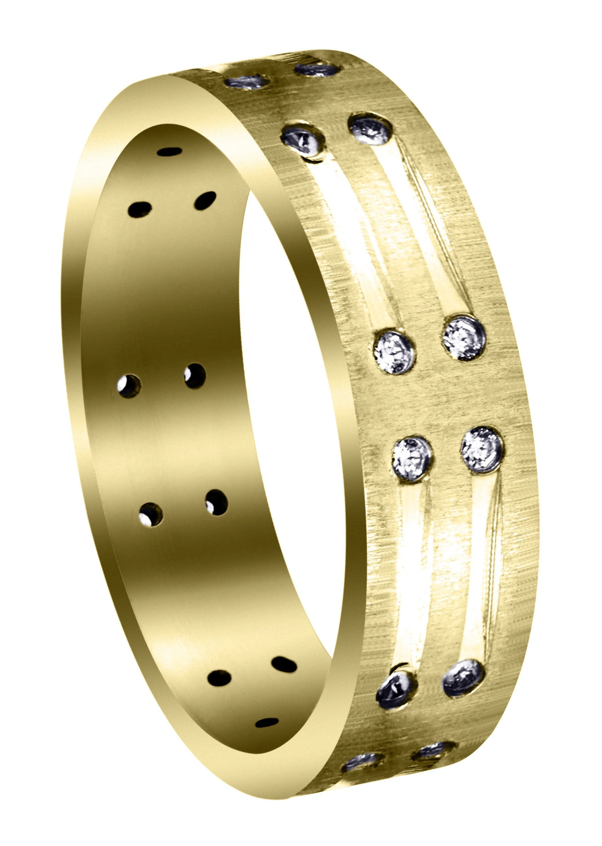 Yellow Gold Diamond Mens Engagement Ring | 0.36 Carats | Cross Satin Finish (Kolton)
