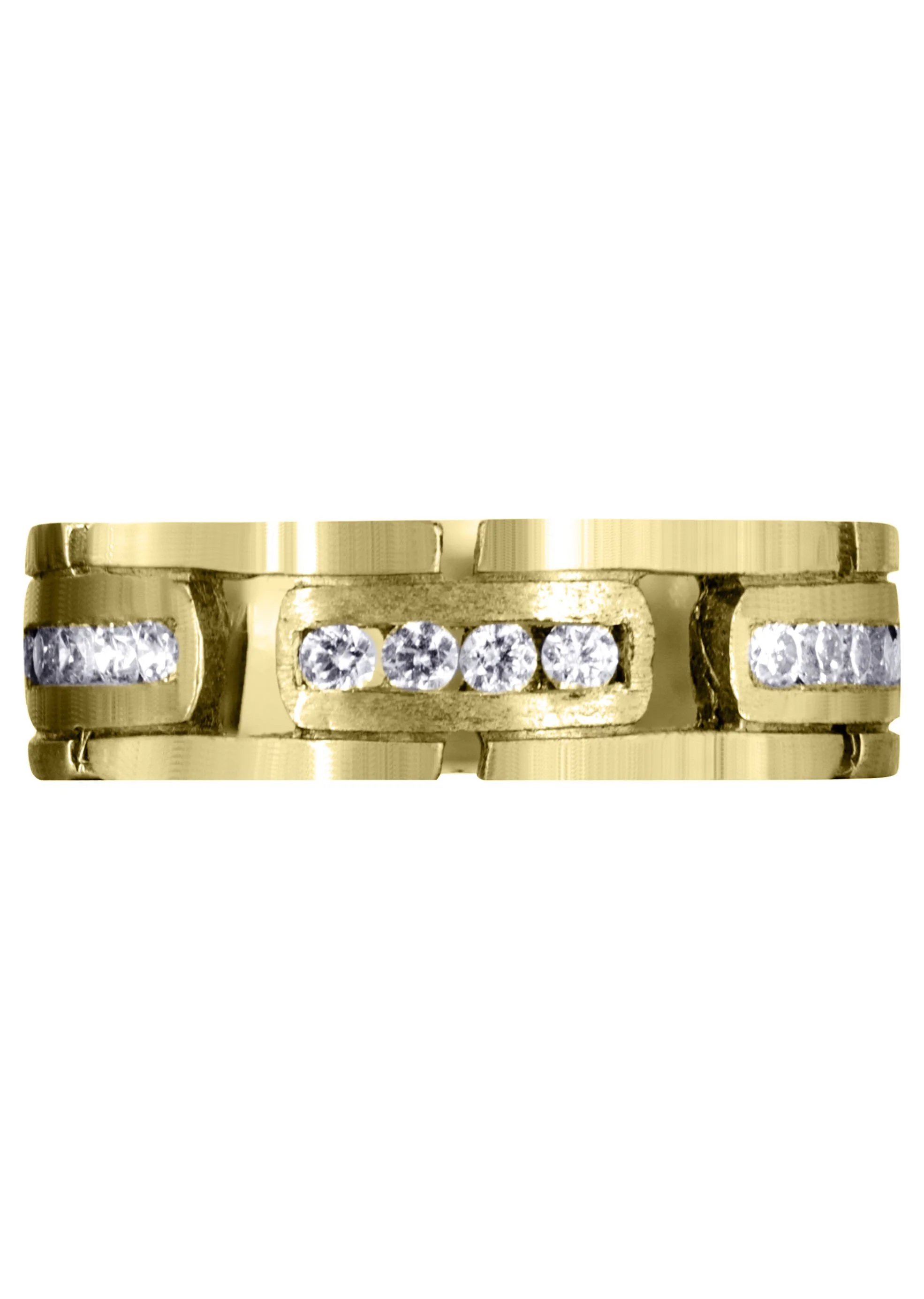 Yellow Gold Diamond Mens Wedding Band | 0.36 Carats | Satin Finish (Gregory) - Image 2