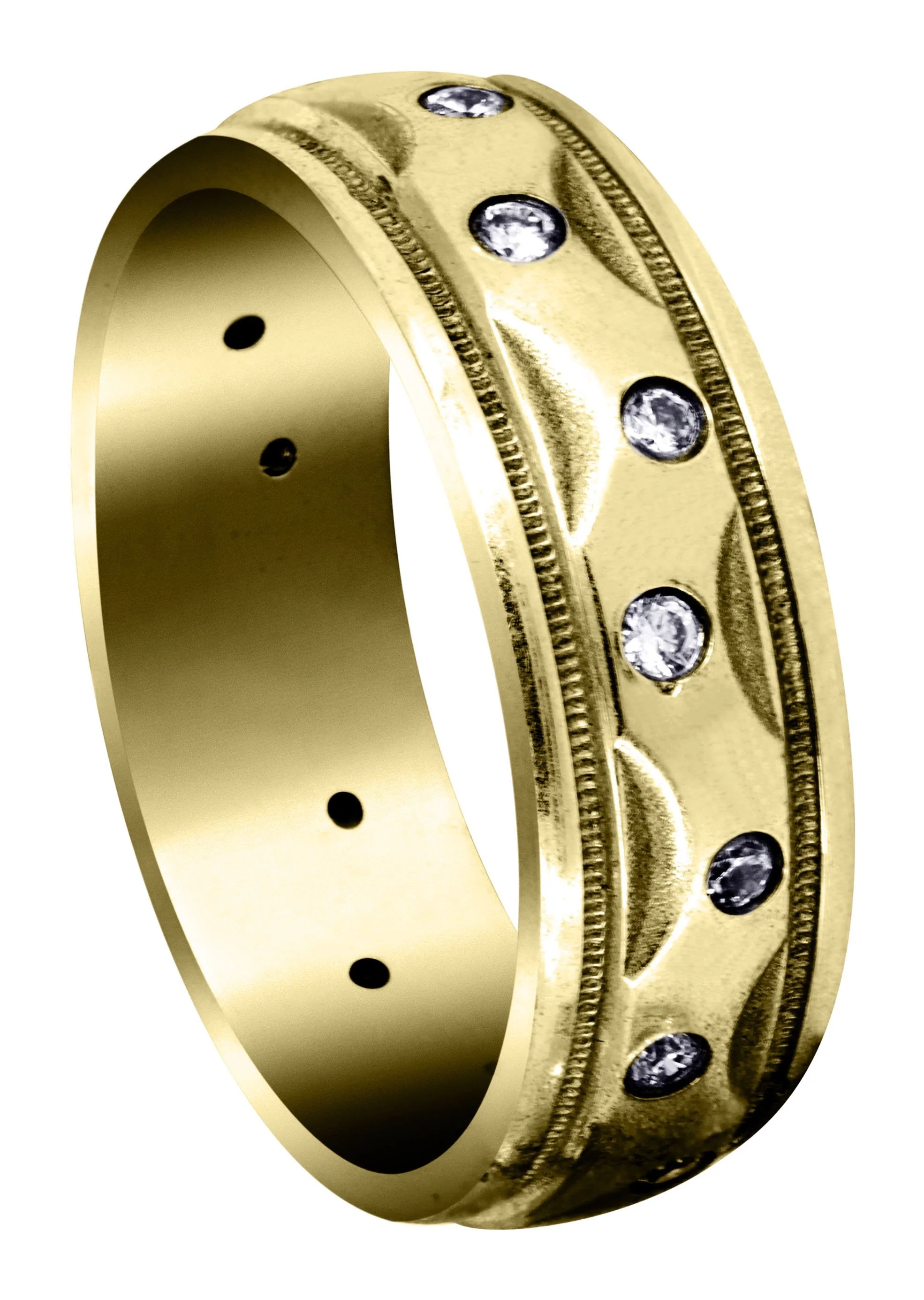 Yellow Gold Diamond Mens Wedding Band | 0.4 Carats | High Polish Finish (Manuel)