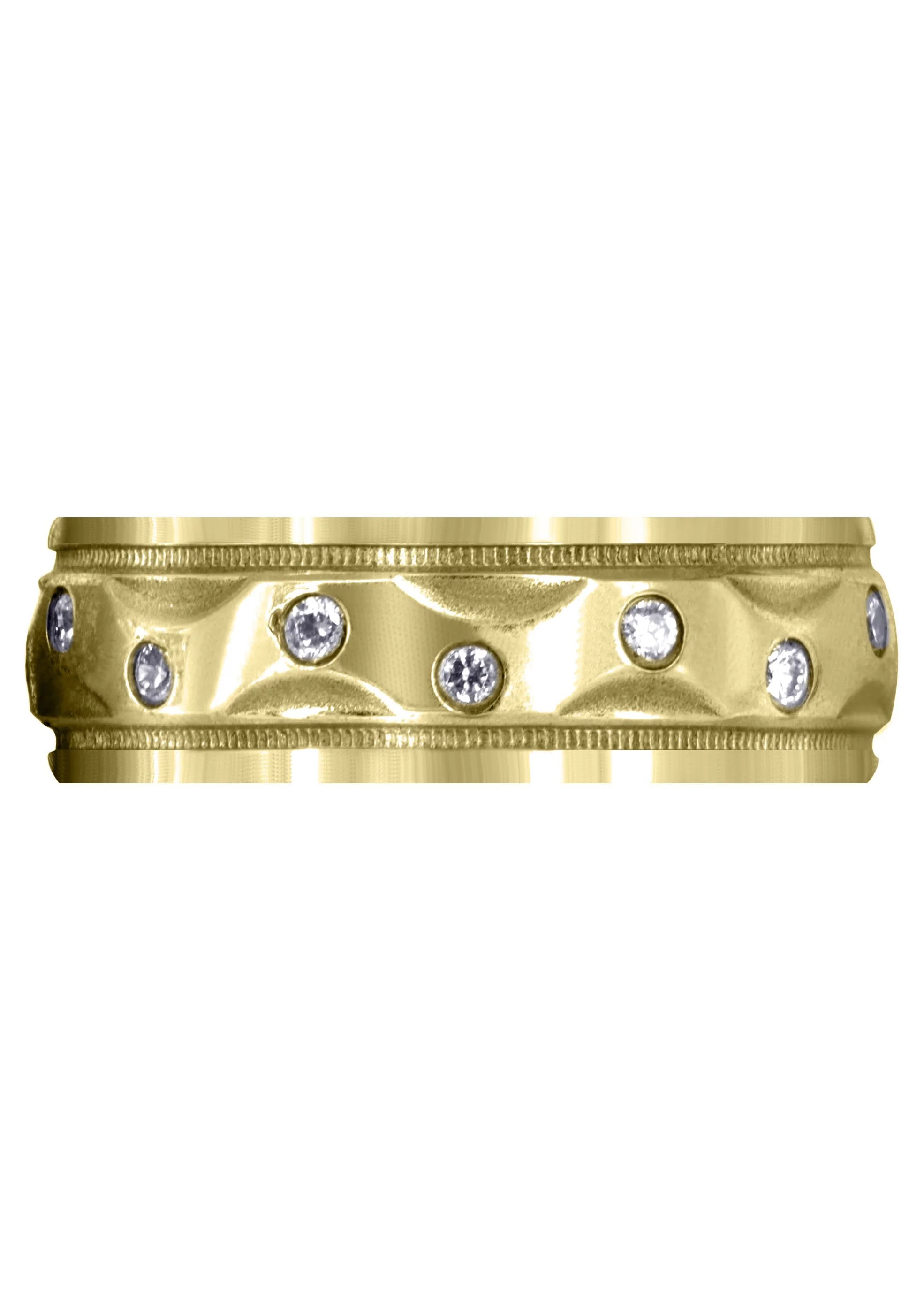 Yellow Gold Diamond Mens Wedding Band | 0.4 Carats | High Polish Finish (Manuel) - Image 2
