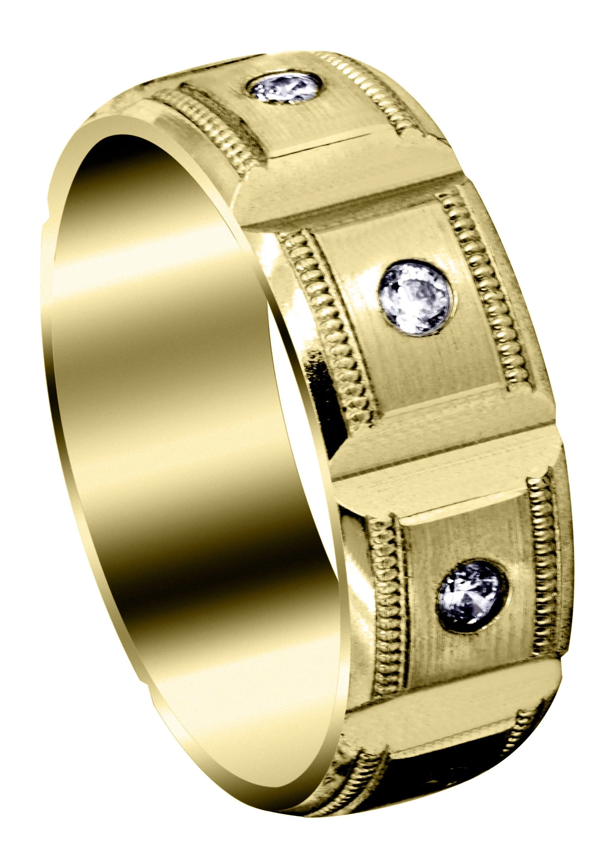 Yellow Gold Diamond Mens Engagement Ring | 0.4 Carats | Satin Finish (Colt)