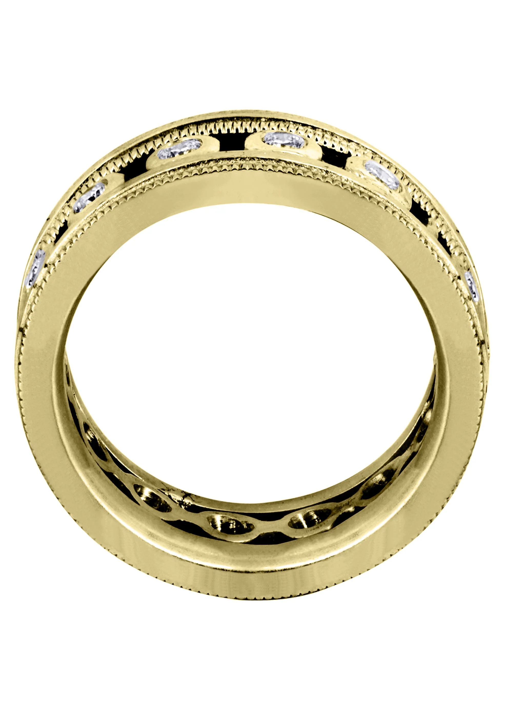 Yellow Gold Unique Mens Wedding Band | 0.42 Carats | Satin Finish (Theo) - Image 3