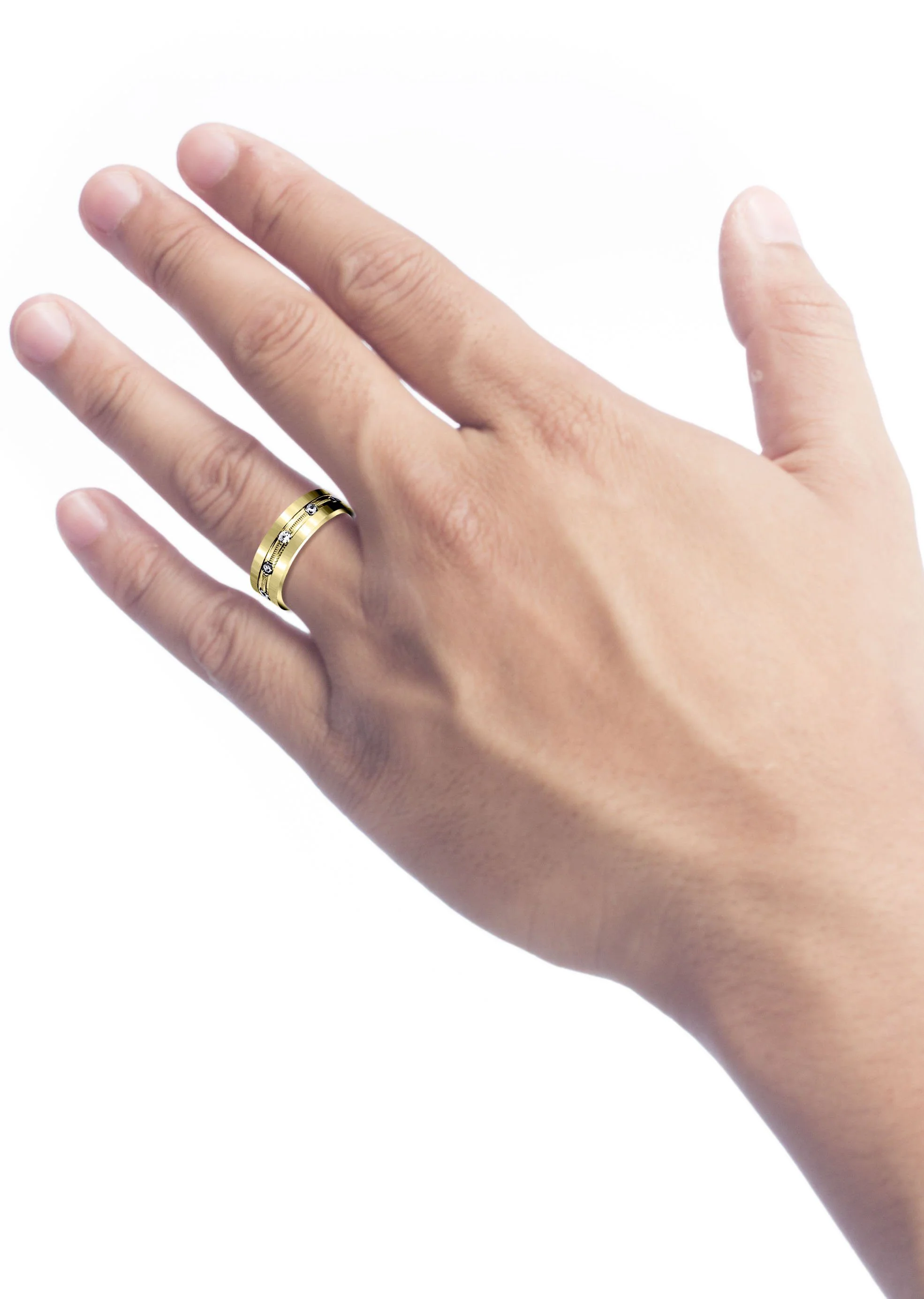 Yellow Gold Diamond Mens Wedding Band | 0.5 Carats (Franklin) - Image 4
