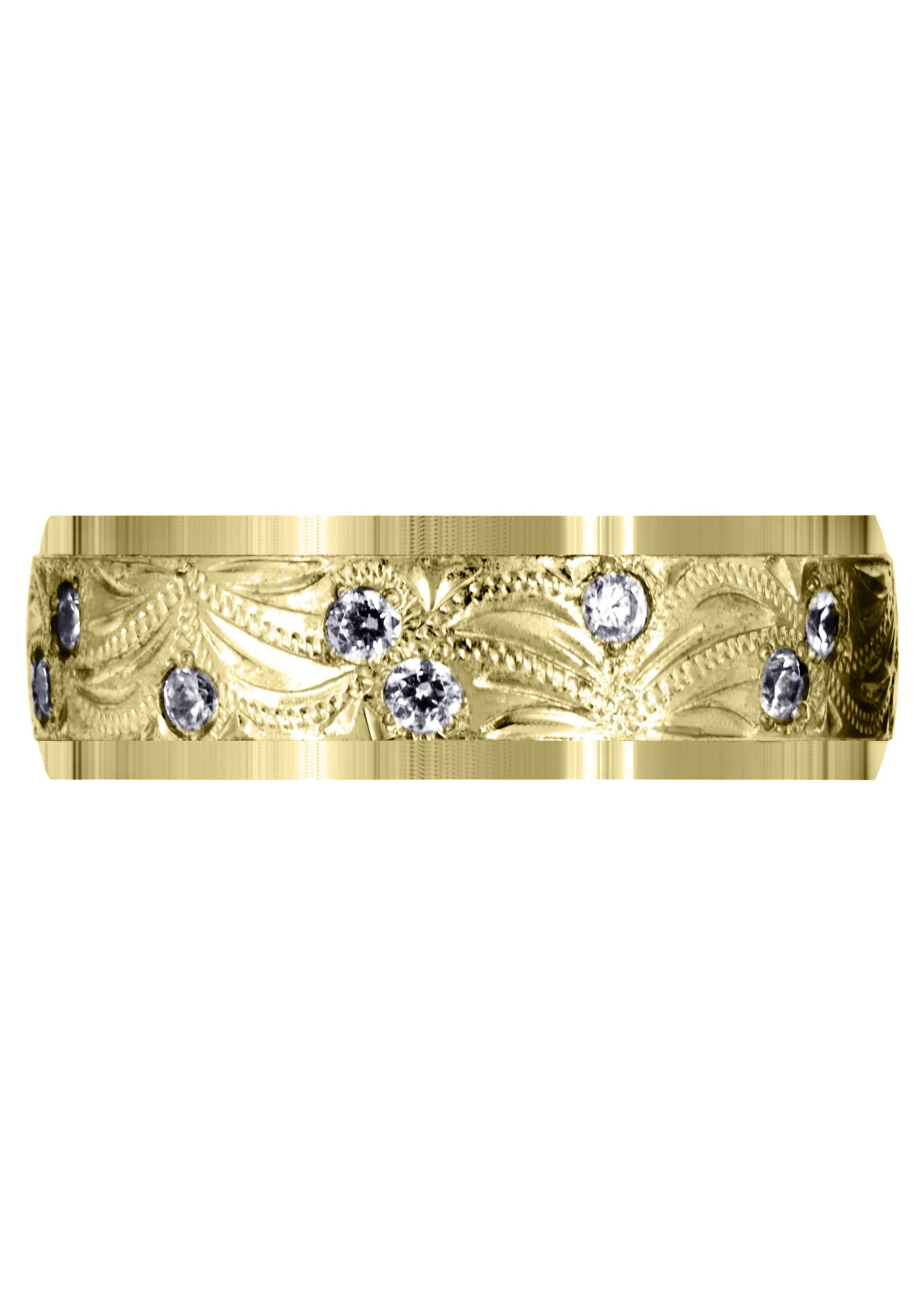 Yellow Gold Diamond Mens Wedding Band | 0.54 Carats | High Polish Finish (Karson) - Image 2