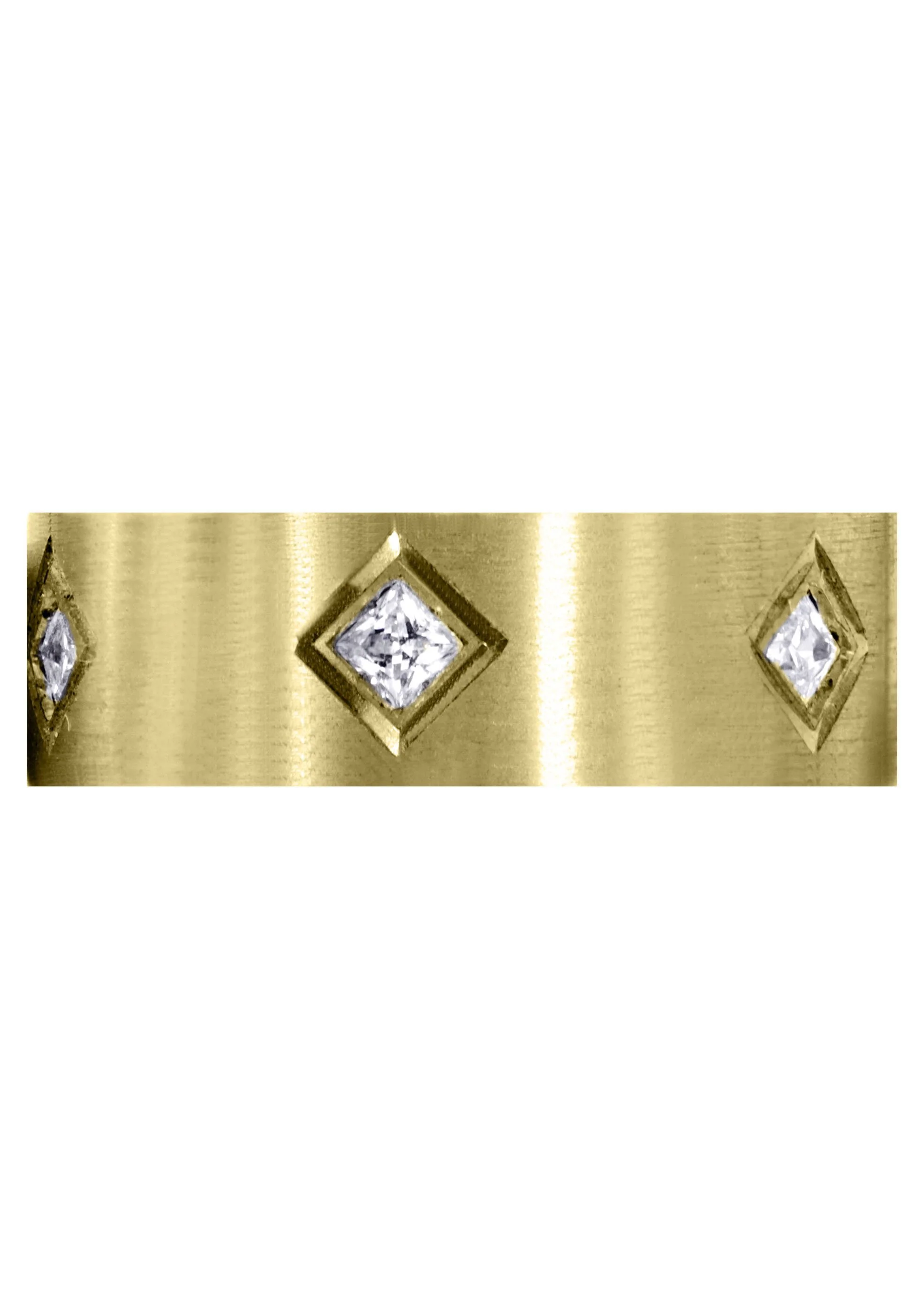 Yellow Gold Diamond Mens Wedding Band | 0.6 Carats | Satin Finish (Titus) - Image 2