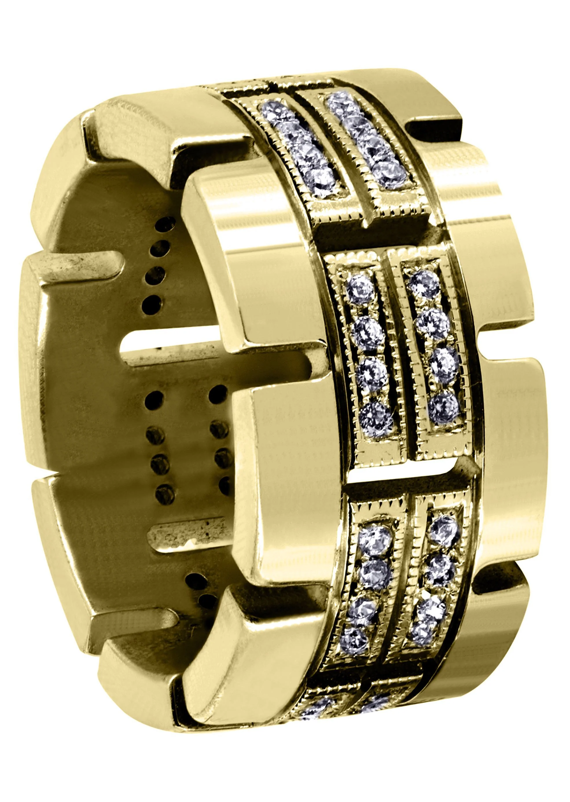 Yellow Gold Diamond Mens Wedding Band | 0.64 Carats | High Polish Finish (Ruben)