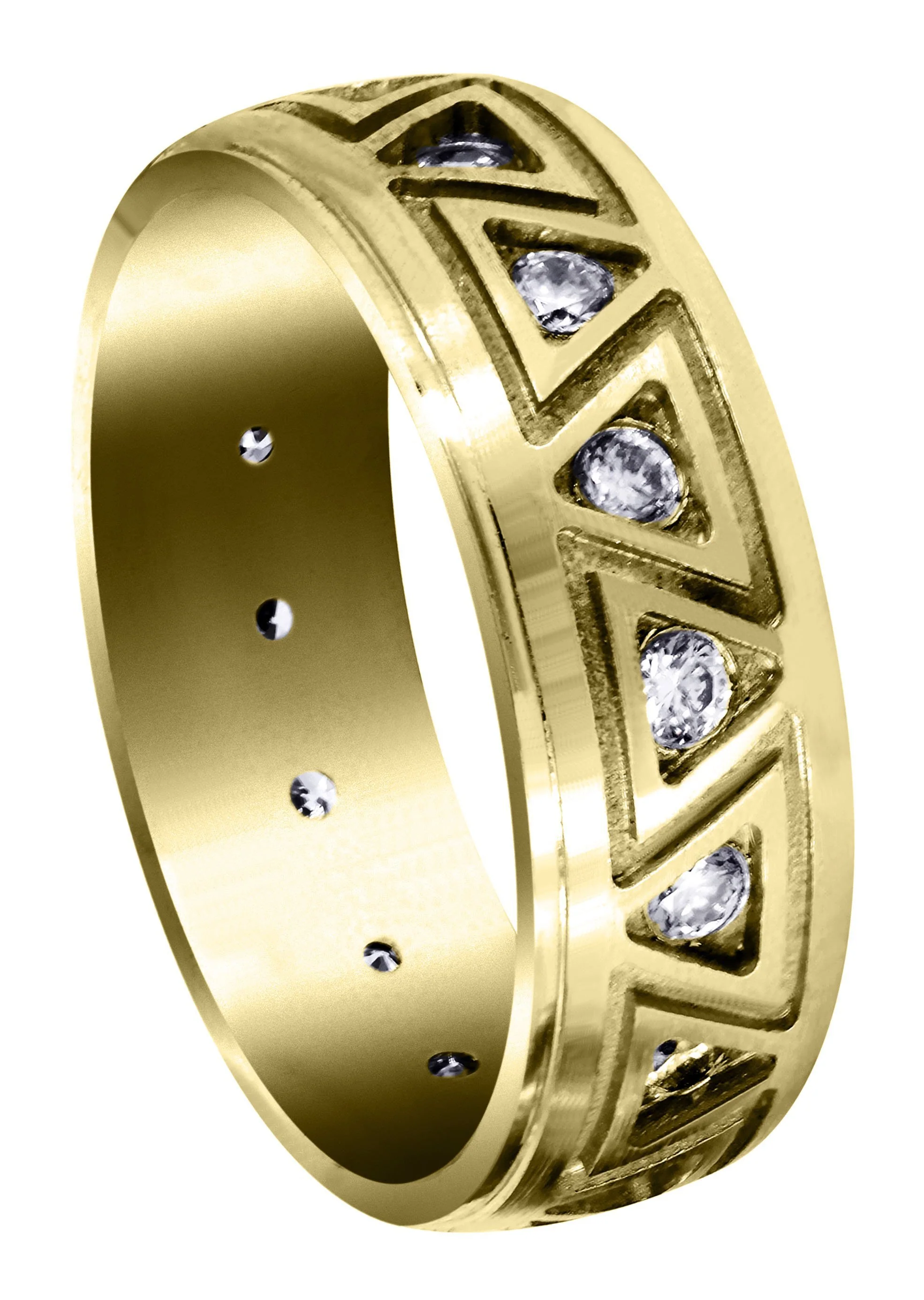 Yellow Gold Diamond Mens Wedding Band | 0.64 Carats | Satin / High Polish Finish (Killian)
