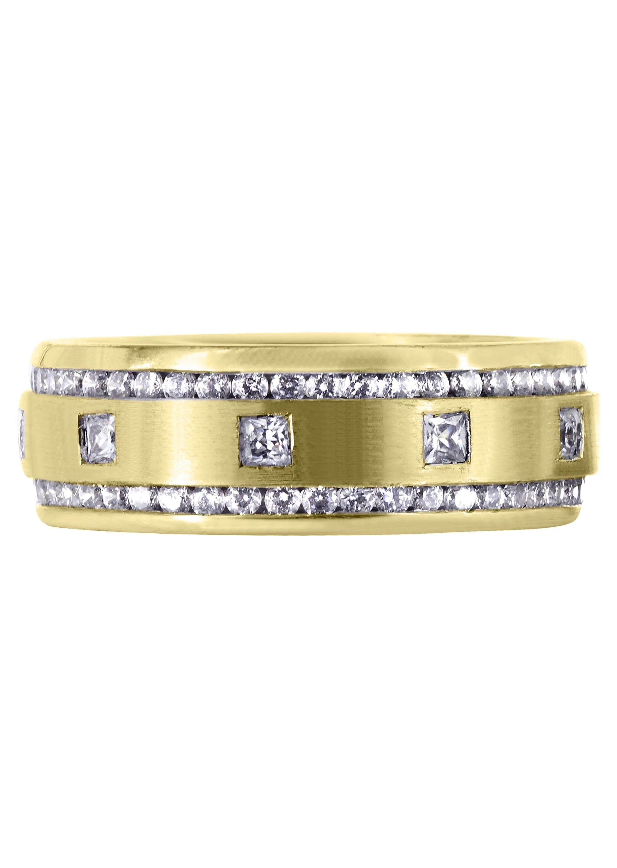 Yellow Gold Diamond Mens Wedding Band | 1.04 Carats | Satin Finish (Armando) - Image 2