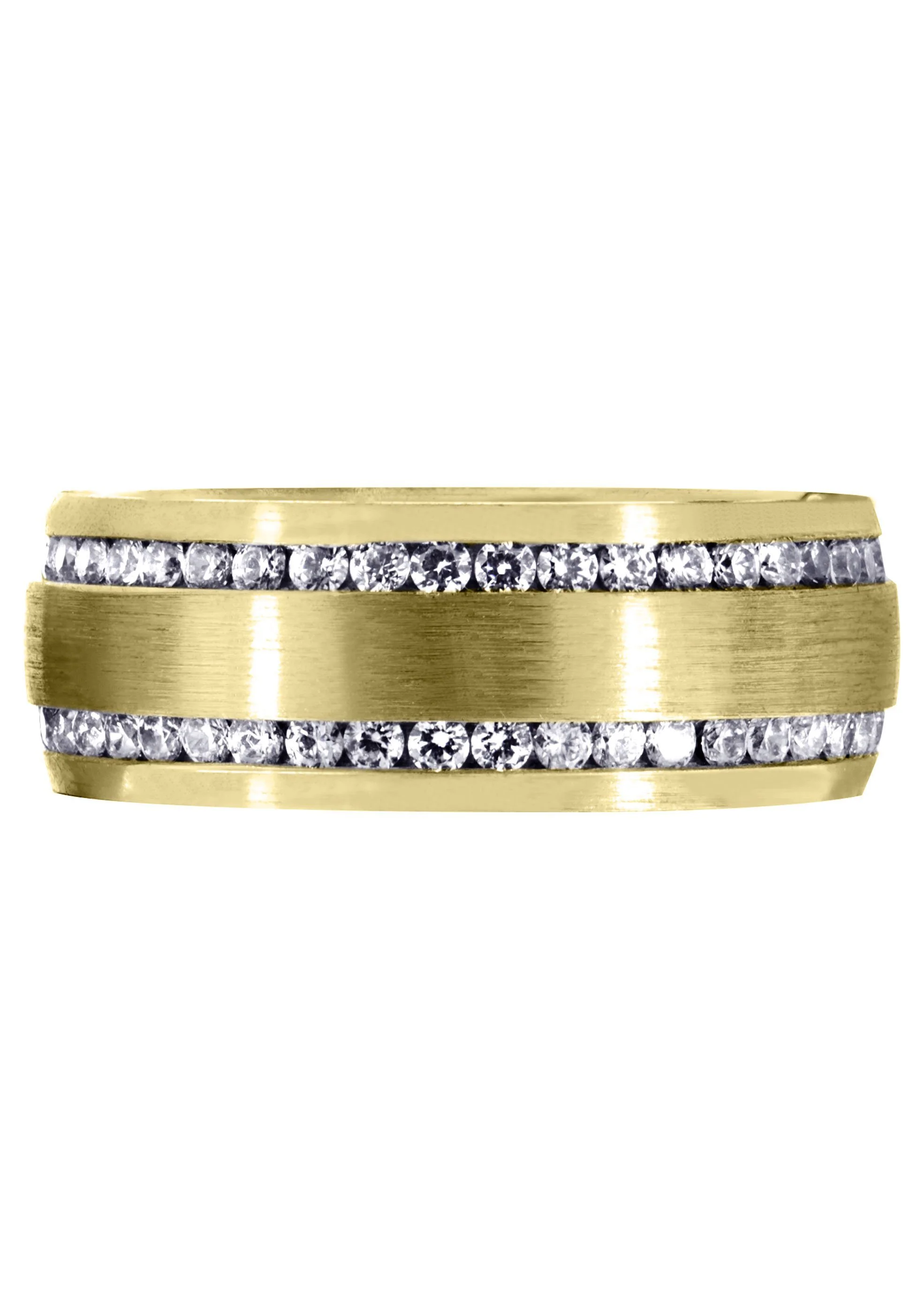 Yellow Gold Diamond Mens Wedding Band | 1.68 Carats | Satin Finish (Ari) - Image 2