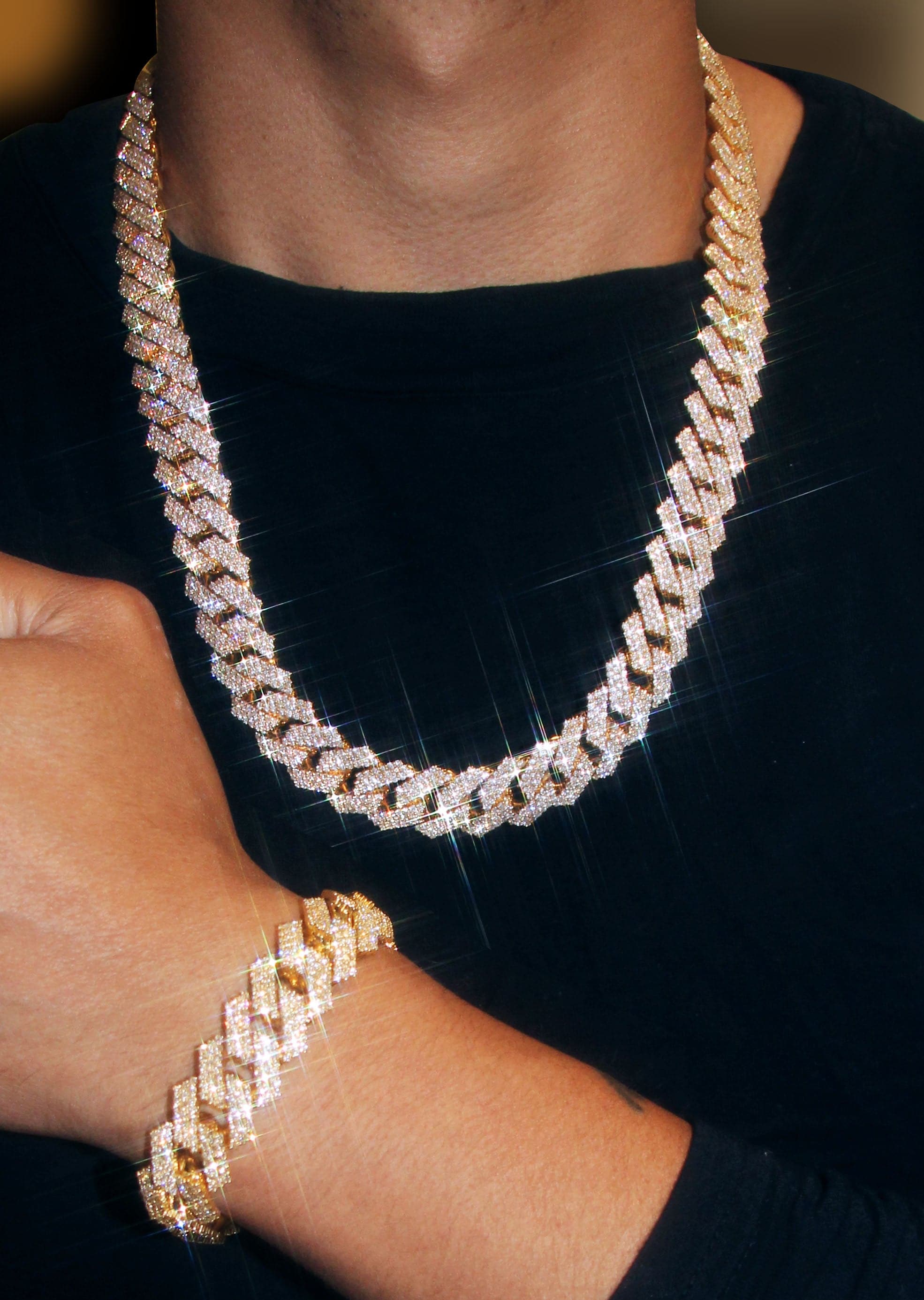 Diamond Miami Cuban Link Chain & Bracelet ( 17 MM ) - Image 2