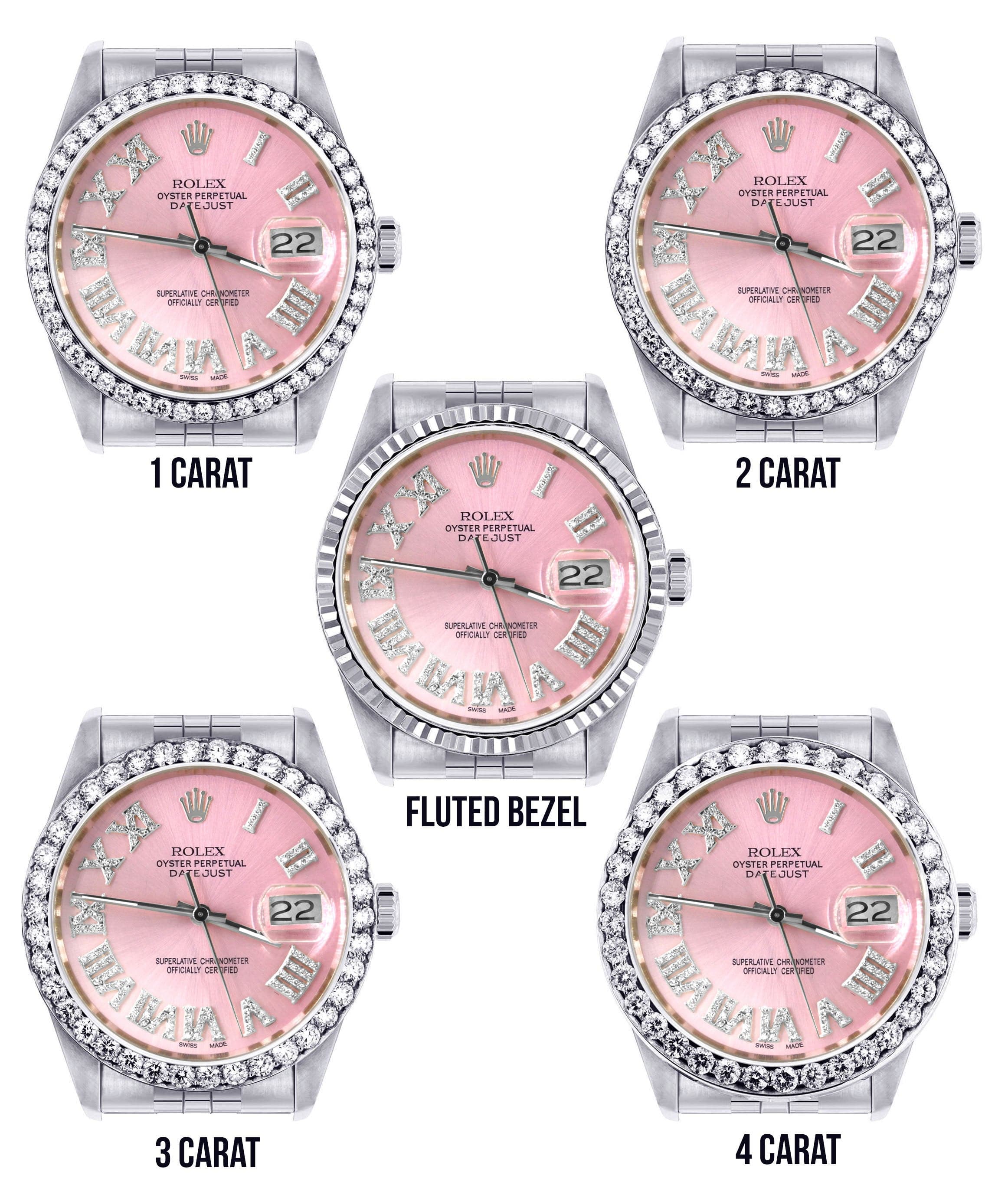 Diamond Mens Rolex Datejust Watch 16200 | 36Mm | Light Pink Roman Numeral Dial | Jubilee Band - Image 3