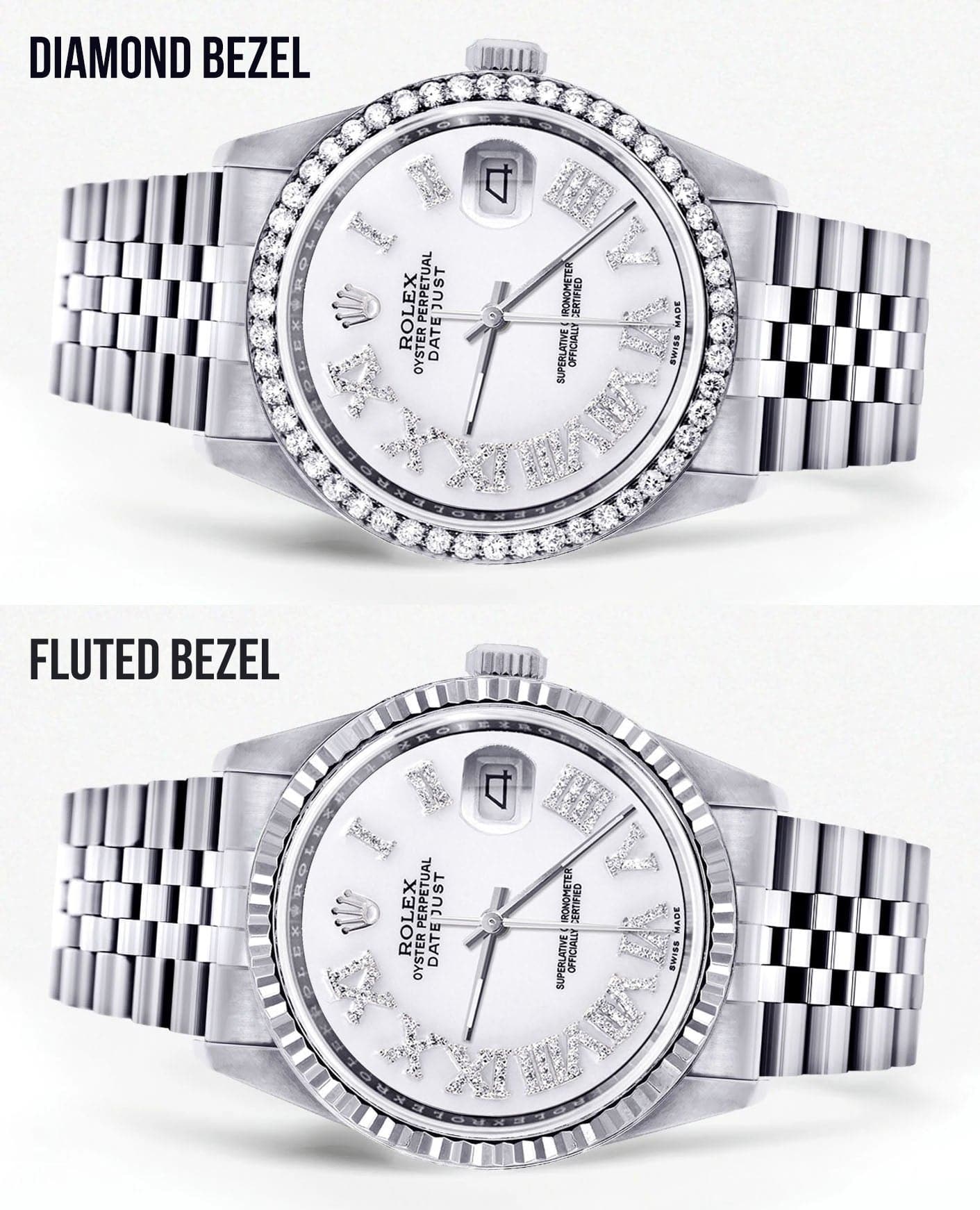 Diamond Mens Rolex Datejust Watch 16200 | 36Mm | White Roman Numeral Dial | Jubilee Band - Image 2