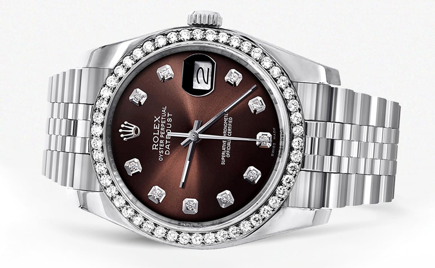 116200 | Hidden Clasp | Diamond Rolex Datejust Watch | 36MM | Chocolate Diamond Dial | Jubilee Band - Image 2