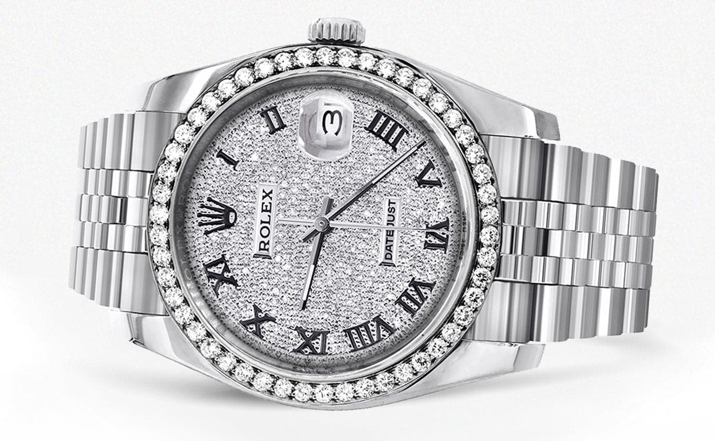 116200 | Hidden Clasp | Diamond Rolex Datejust Watch | 36MM | Full Diamond Roman Dial | Jubilee Band - Image 2