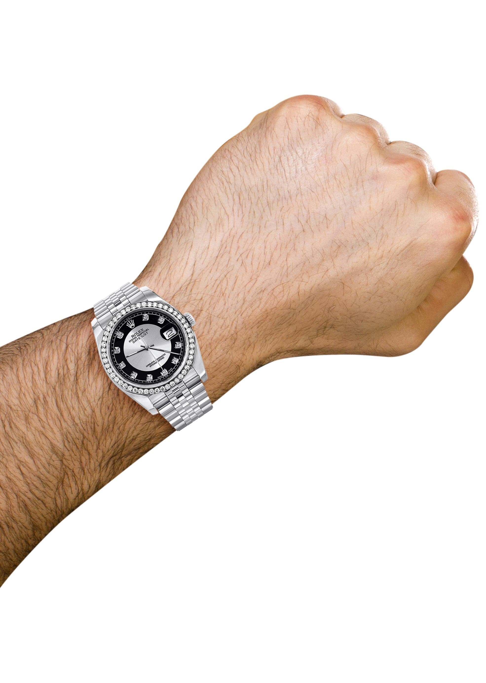 116200 | Hidden Clasp | Diamond Rolex Datejust Watch | 36MM | Tuxedo Diamond Dial | Jubilee Band - Image 5