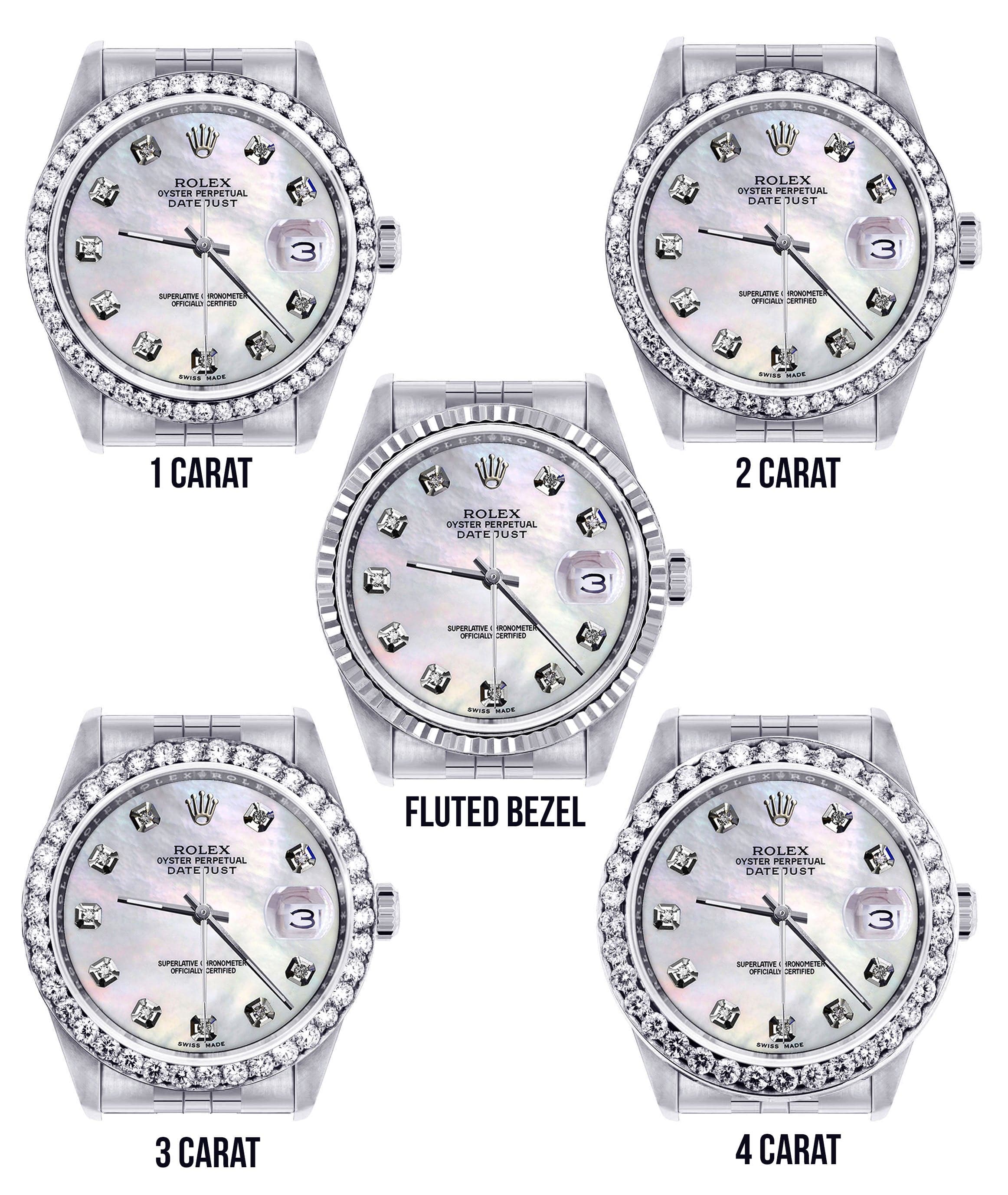 Diamond Mens  Rolex Datejust Watch 16200 | 36Mm | White Mother Of Pearl Dial | Jubilee Band - Image 3