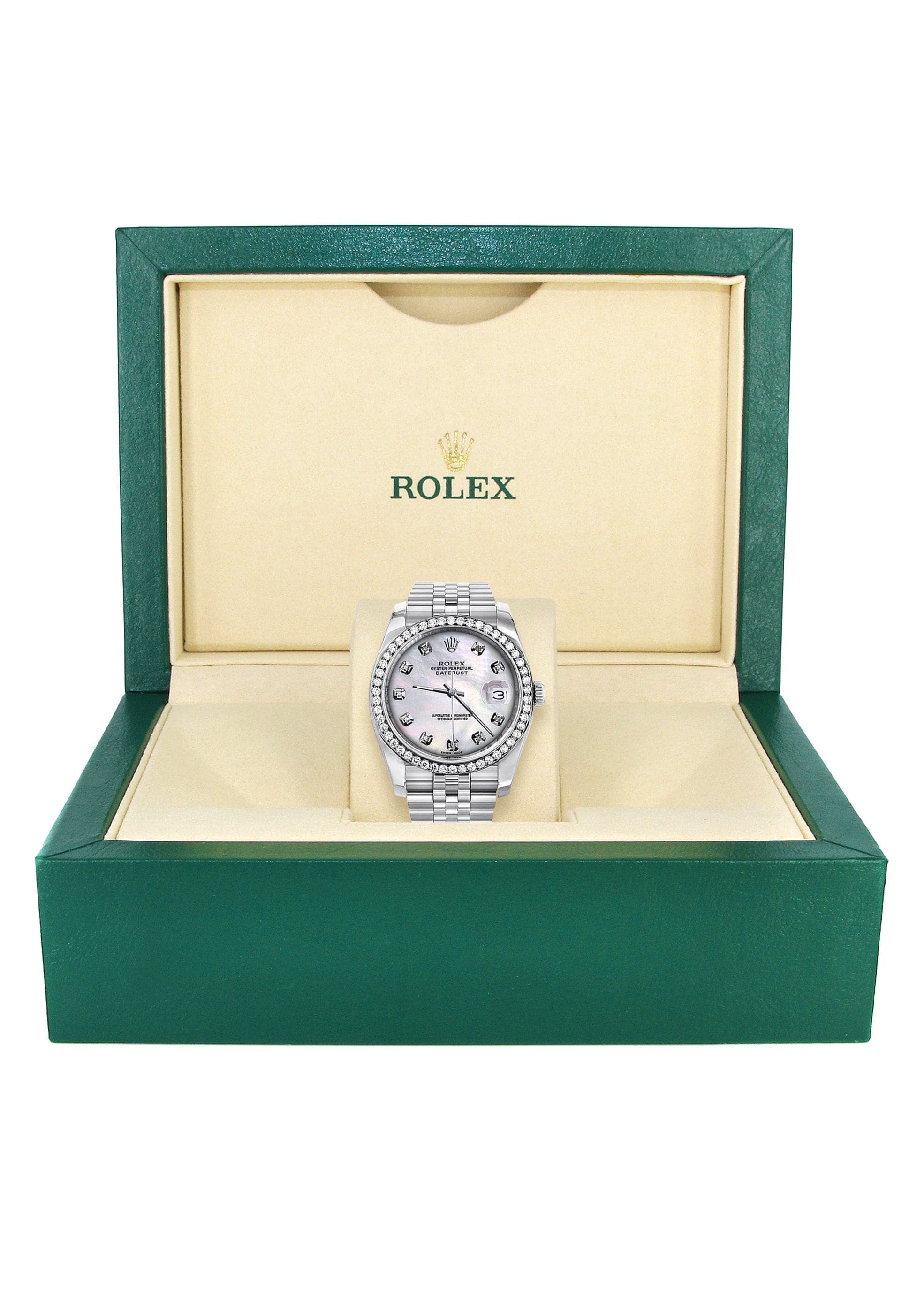 116200 | Hidden Clasp | Diamond Rolex Datejust Watch | 36Mm | White Mother Of Pearl Dial | Jubilee Band - Image 6