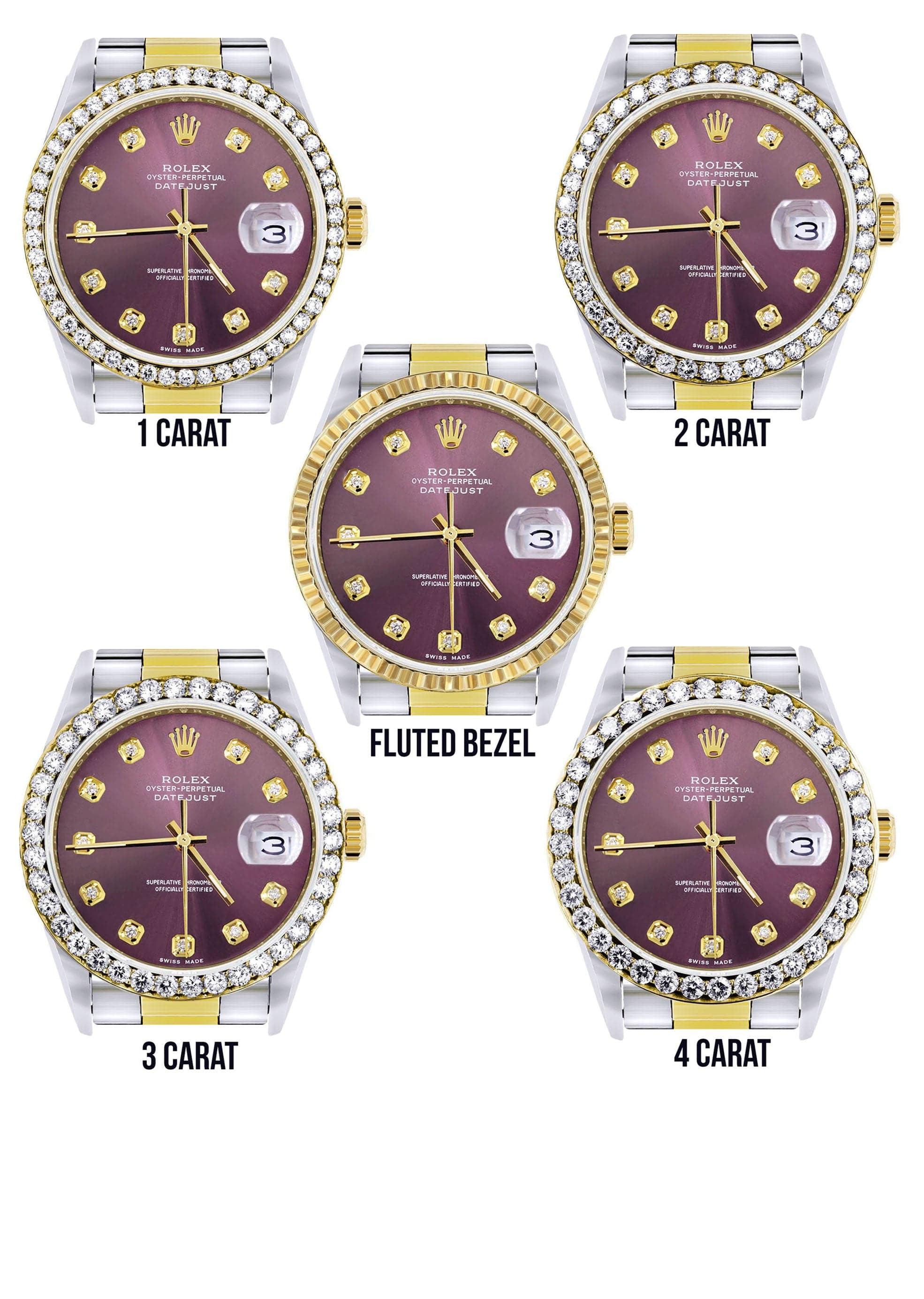 Diamond Rolex Datejust Watch for Men 16233 | 36Mm | Purple Dial | Oyster Band - Image 3