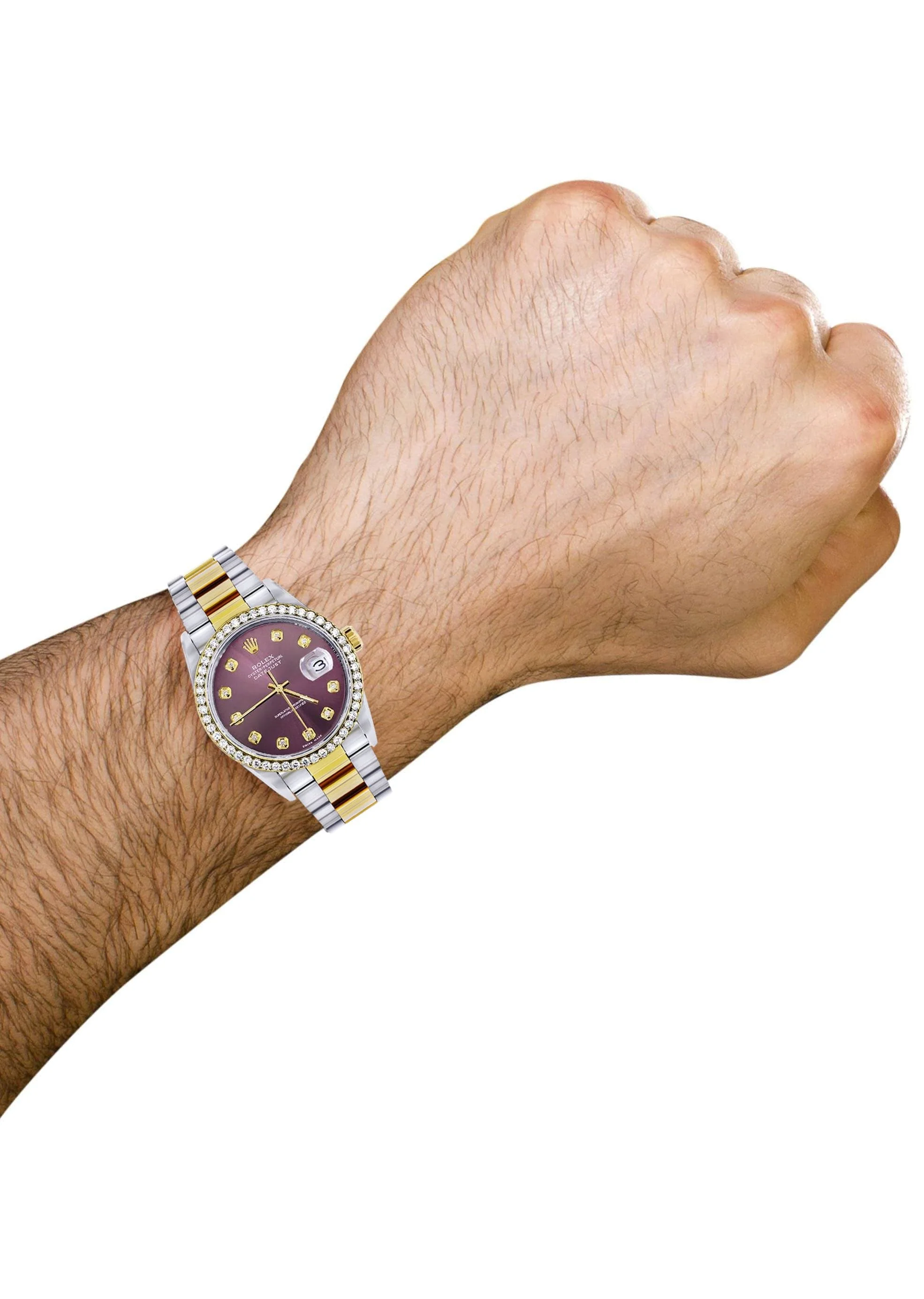 Diamond Rolex Datejust Watch for Men 16233 | 36Mm | Purple Dial | Oyster Band - Image 4