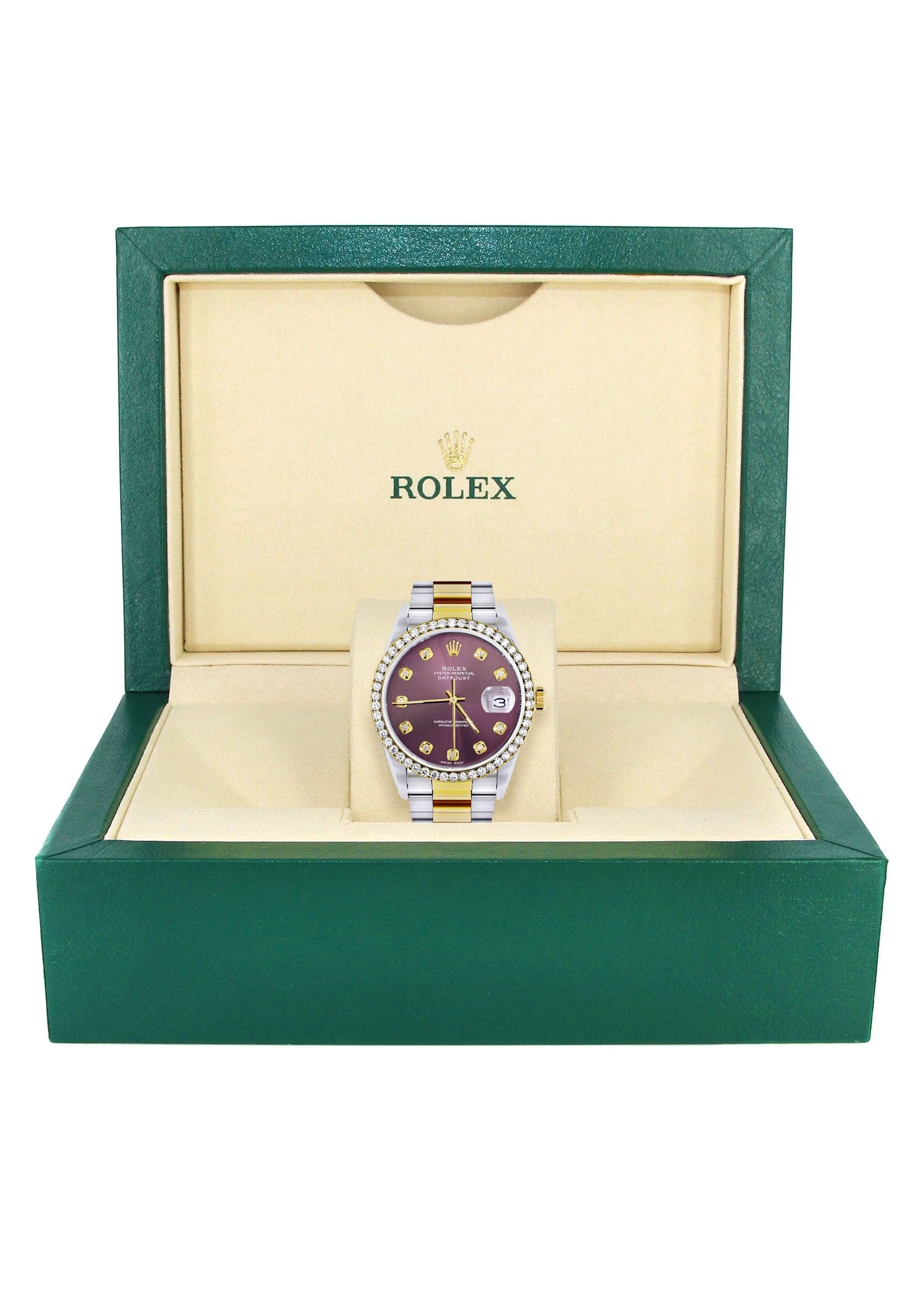 Diamond Rolex Datejust Watch for Men 16233 | 36Mm | Purple Dial | Oyster Band - Image 7